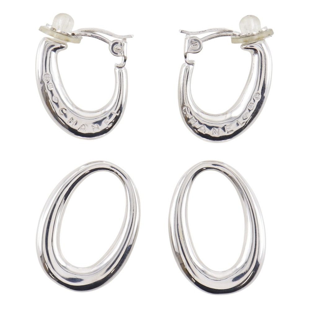 Chanel Chanel Chanel Double Hoop Silver 925 Earrings Metal Earrings DUTY FREE for USA Size ONE SIZE - 8 Thumbnail