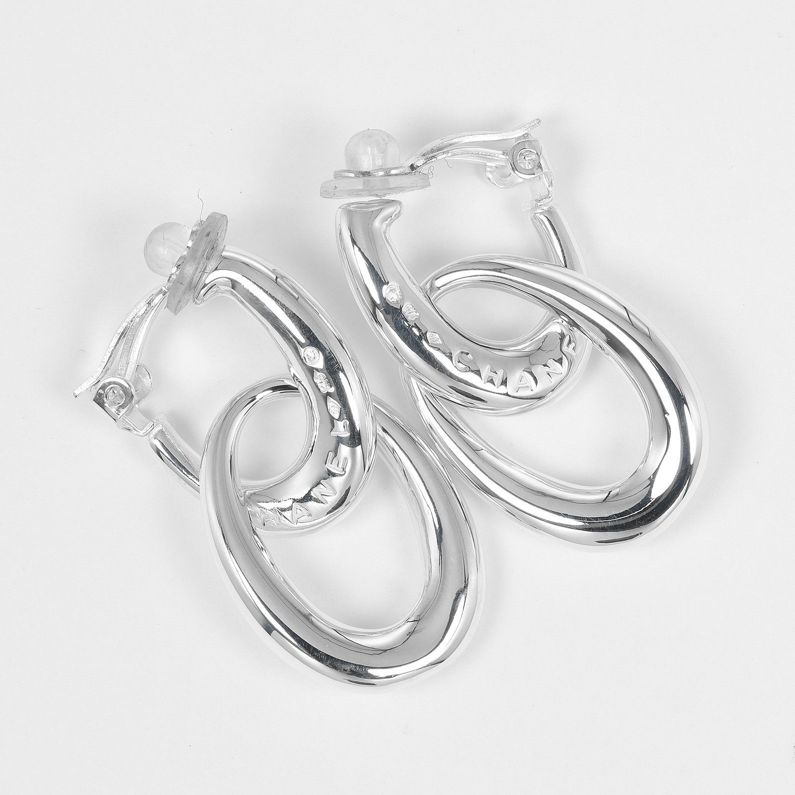 Chanel Chanel Chanel Double Hoop Silver 925 Earrings Metal Earrings DUTY FREE for USA Size ONE SIZE - 6 Thumbnail