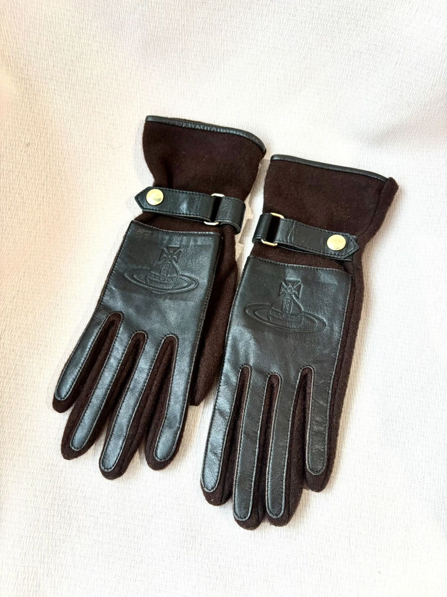 Vivienne Westwood vivienne westwood brown wool and leather gloves Size ONE SIZE - 2 Thumbnail