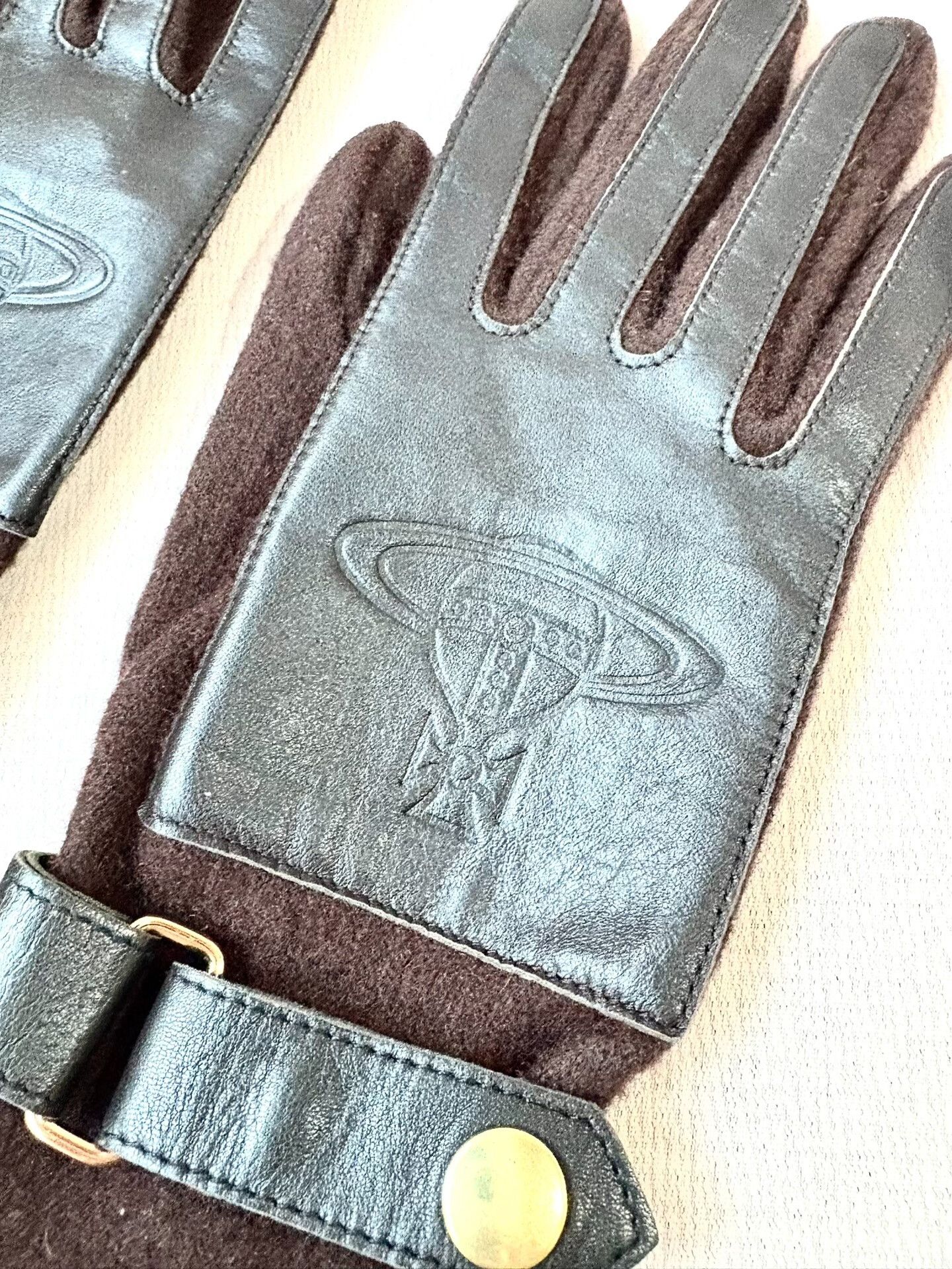 Vivienne Westwood vivienne westwood brown wool and leather gloves Size ONE SIZE - 3 Thumbnail