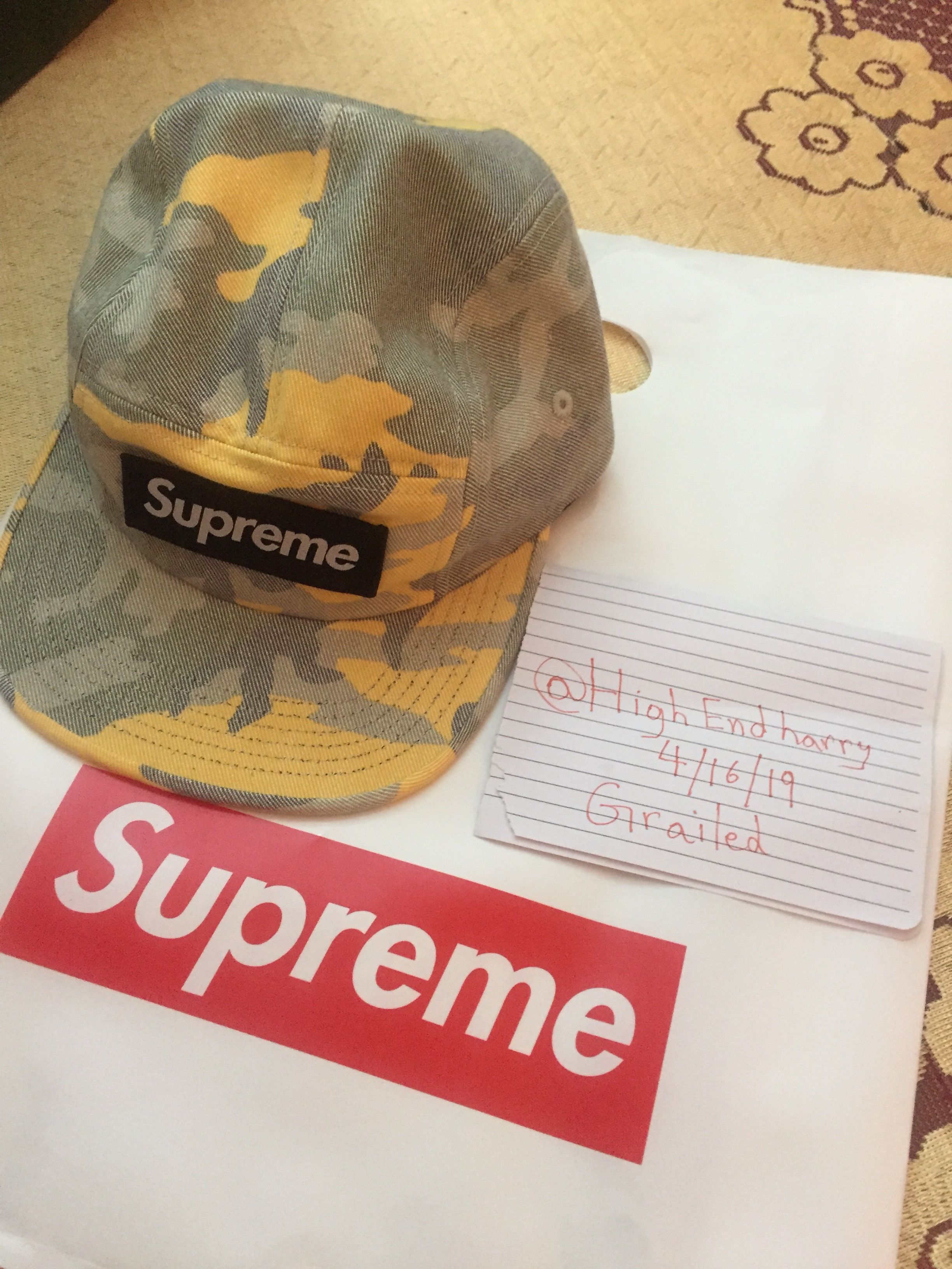 Supreme Supreme Washed Out yellow camp hat yellow camo Grailed