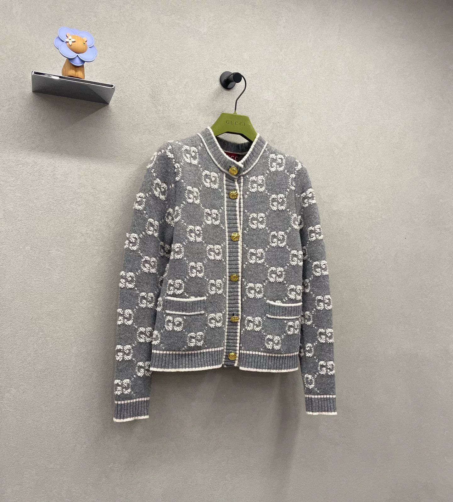 Gucci GUCCI Gray GG Knit Cardigan XS Size US XS / EU 42 / 0 - 3 Thumbnail