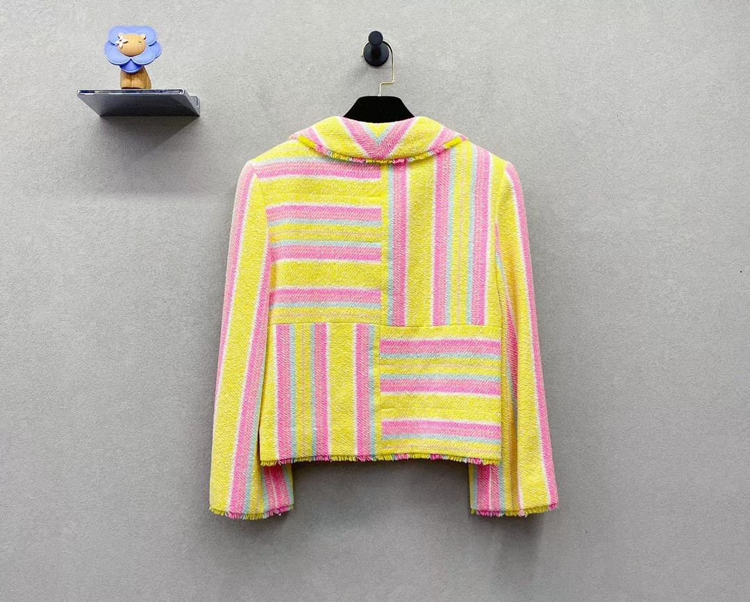 Chanel Chanel Yellow Striped Jacket Size US S / EU 44-46 / 1 - 2 Thumbnail