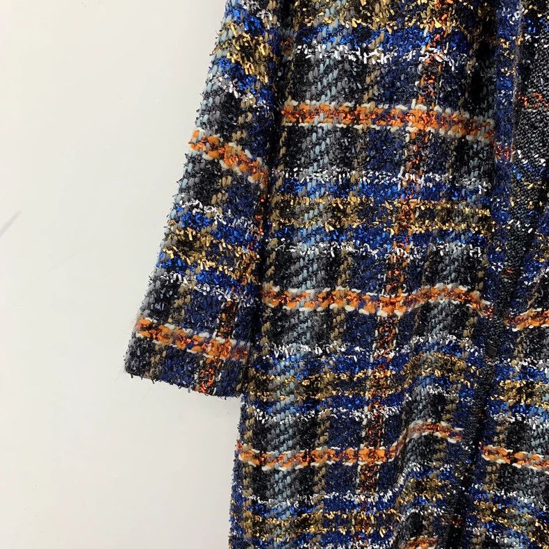 Chanel Tweed Plaid Wool Coat