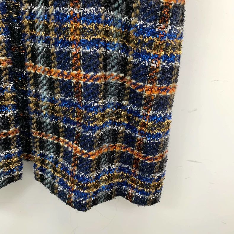 Chanel Tweed Plaid Wool Coat