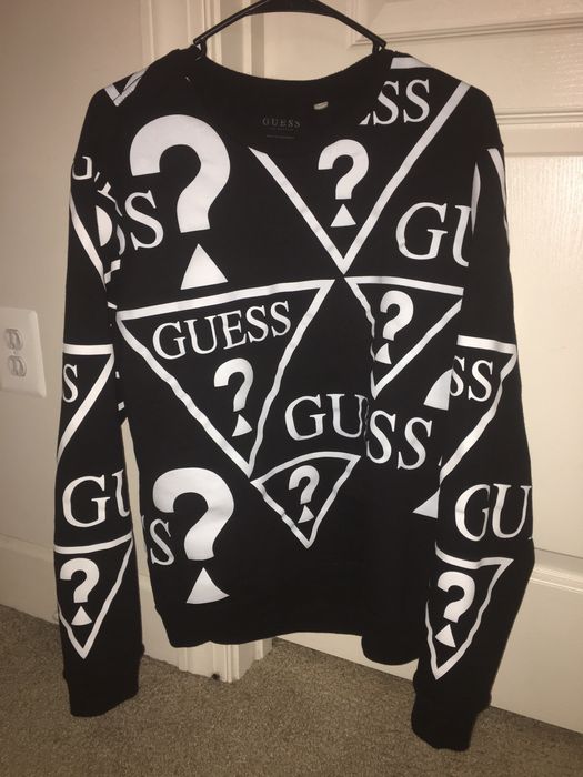 Guess repeat logo on sale crewneck