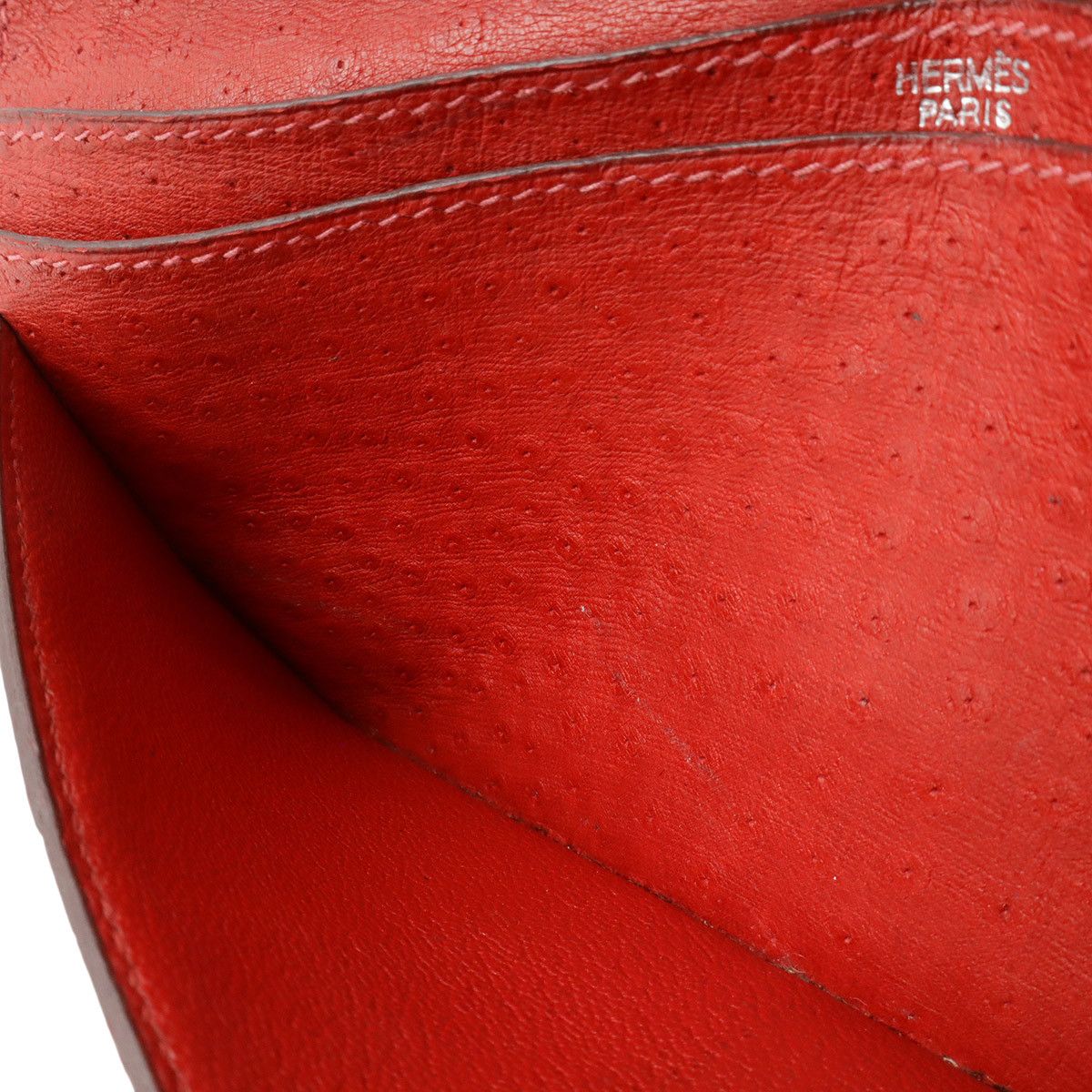 Hermes Hermes Hermès Béarn Ostrich Long Wallet Leather Long Wallet Stamp D (2000) DUTY FREE for USA Size ONE SIZE - 7 Thumbnail