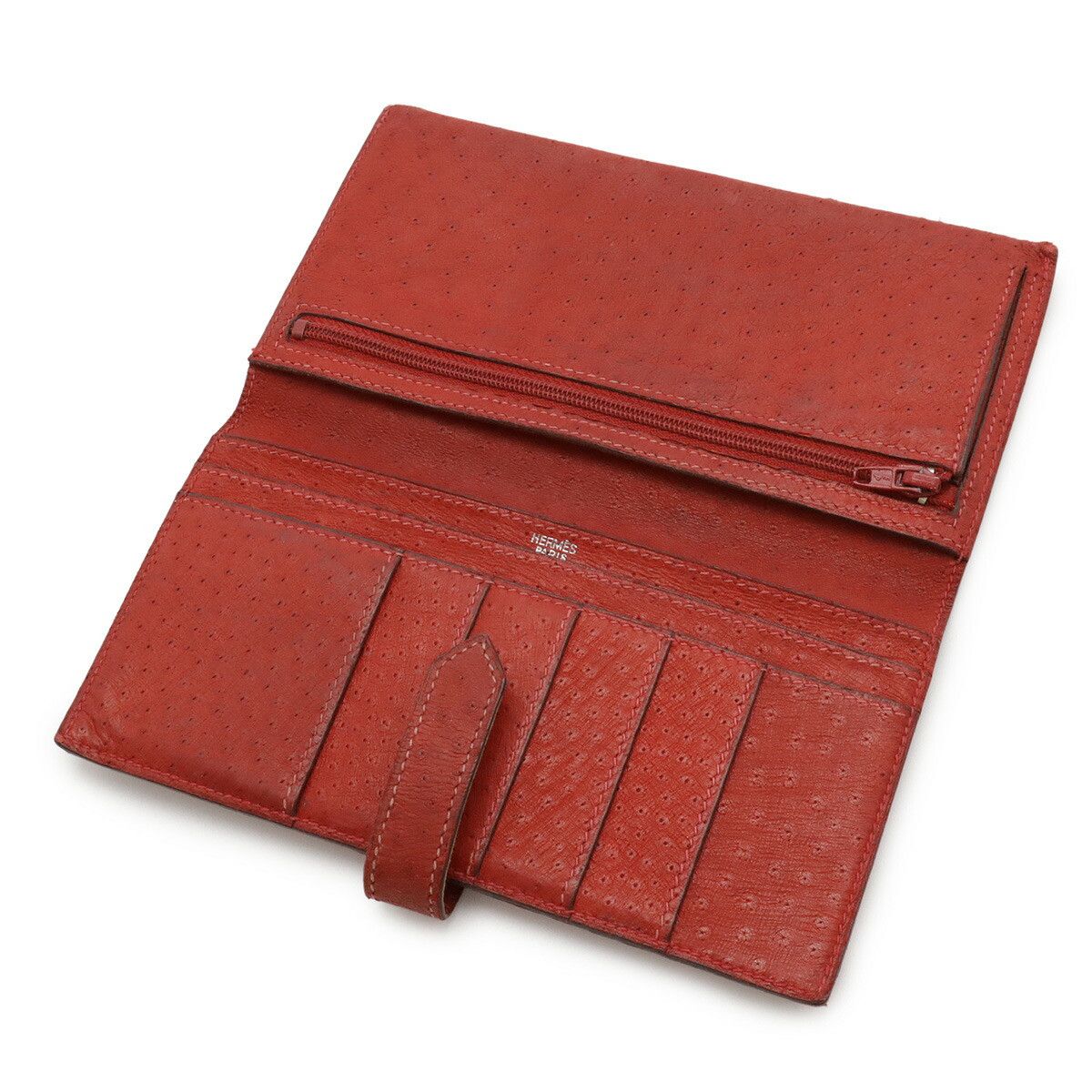 Hermes Hermes Hermès Béarn Ostrich Long Wallet Leather Long Wallet Stamp D (2000) DUTY FREE for USA Size ONE SIZE - 5 Thumbnail