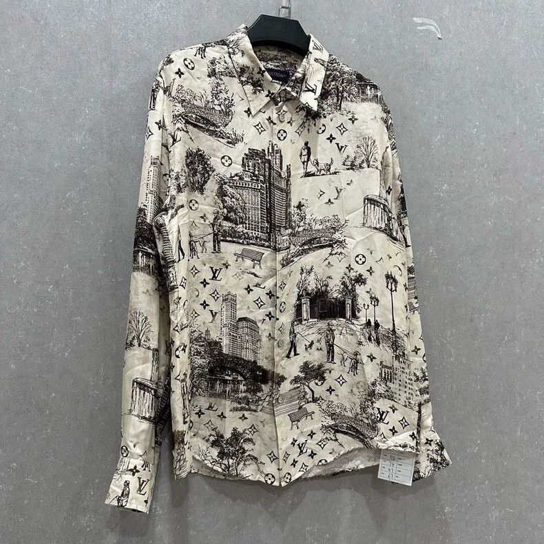 Louis Vuitton Louis Vuitton Silk City Logo Print Shirt Size US L / EU 52-54 / 3 - 3 Thumbnail