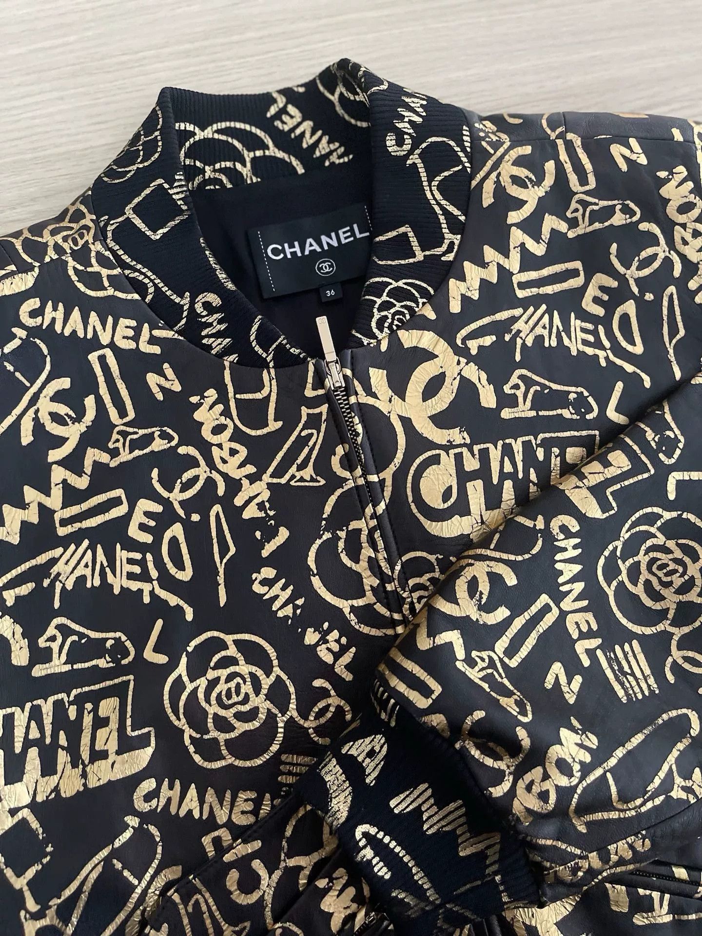 Chanel Chanel Egypt Graffiti Leather Jacket Size US M / EU 48-50 / 2 - 4 Thumbnail