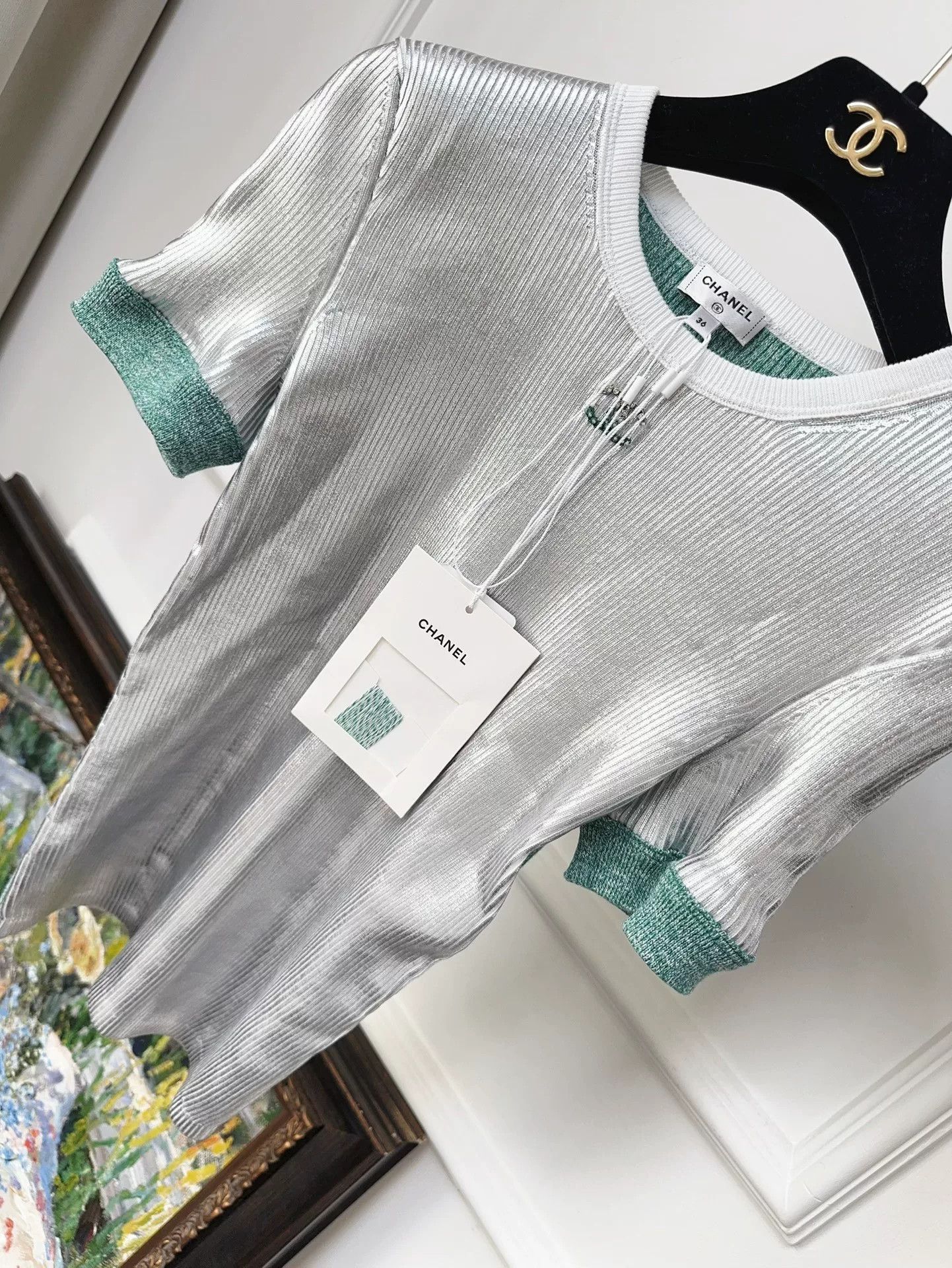 Chanel chanel 25c silver knit short sleeve top Size US S / EU 44-46 / 1 - 3 Thumbnail