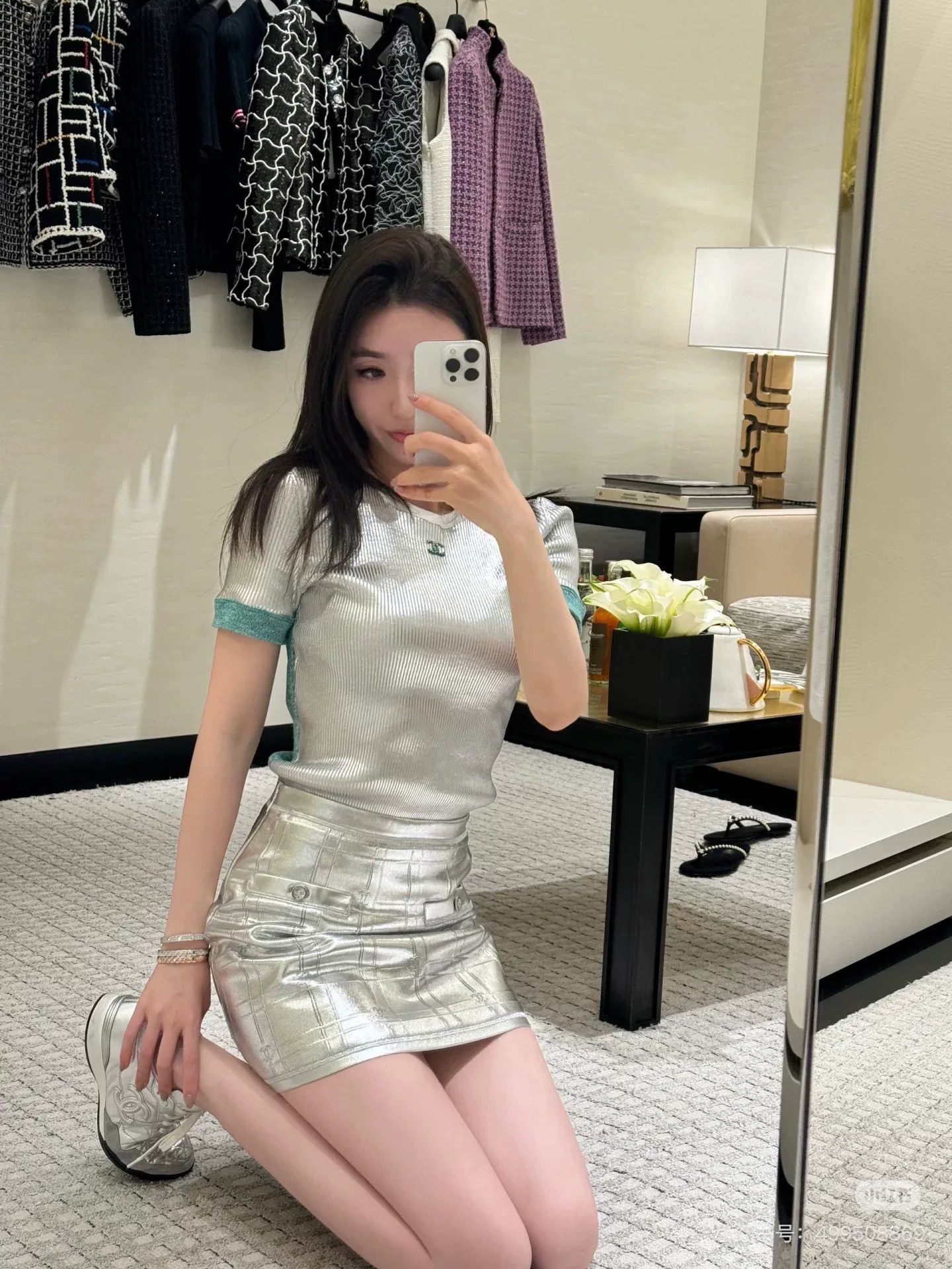 Chanel chanel 25c silver knit short sleeve top Size US S / EU 44-46 / 1 - 9 Thumbnail