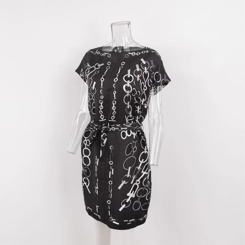 Hermes Hermès Black Chain Print Silk Dress Size US S / EU 44-46 / 1 - 2 Thumbnail