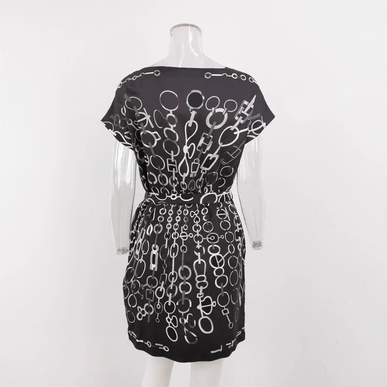 Hermes Hermès Black Chain Print Silk Dress Size US S / EU 44-46 / 1 - 3 Thumbnail