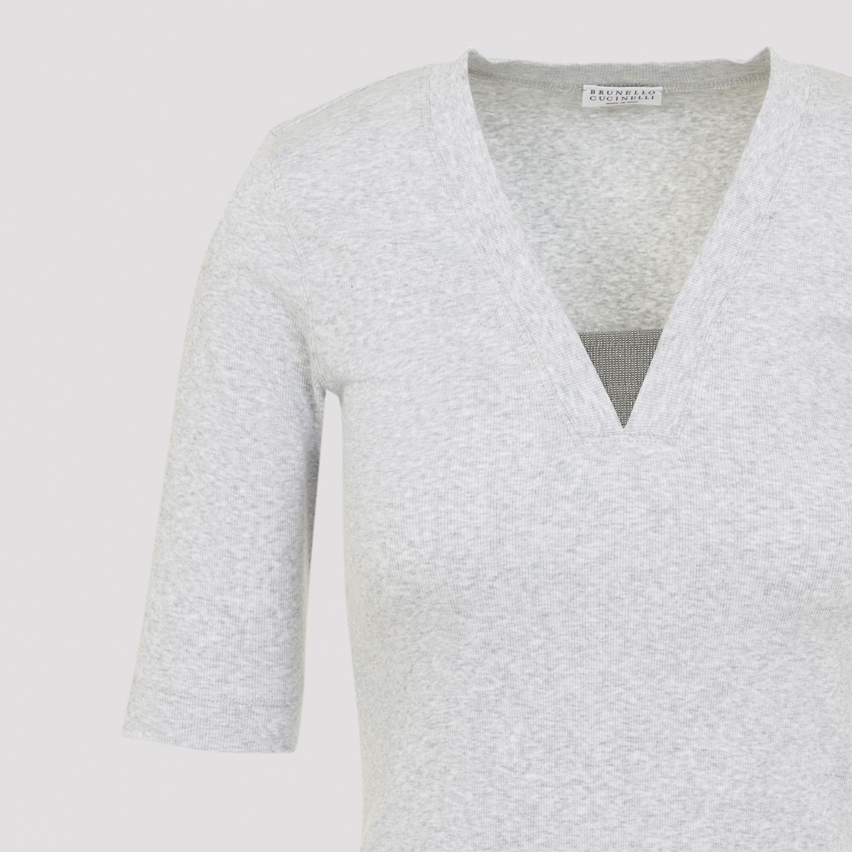 Brunello Cucinelli V-Neck Ribbed T-Shirt