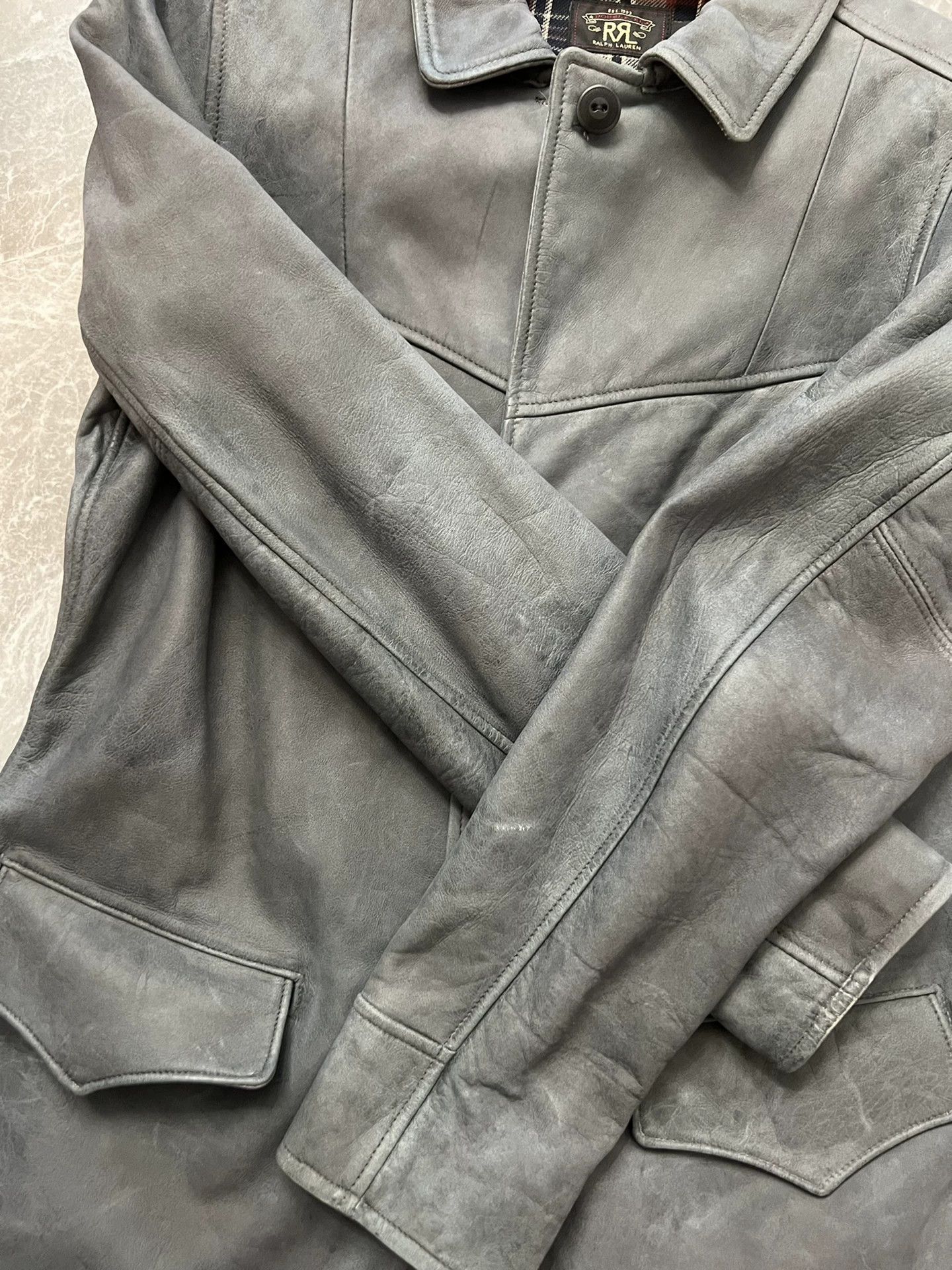 RRL Ralph Lauren RRL Women’s Blue Dyed Leather Jacket Size S / US 4 / IT 40 - 5 Thumbnail