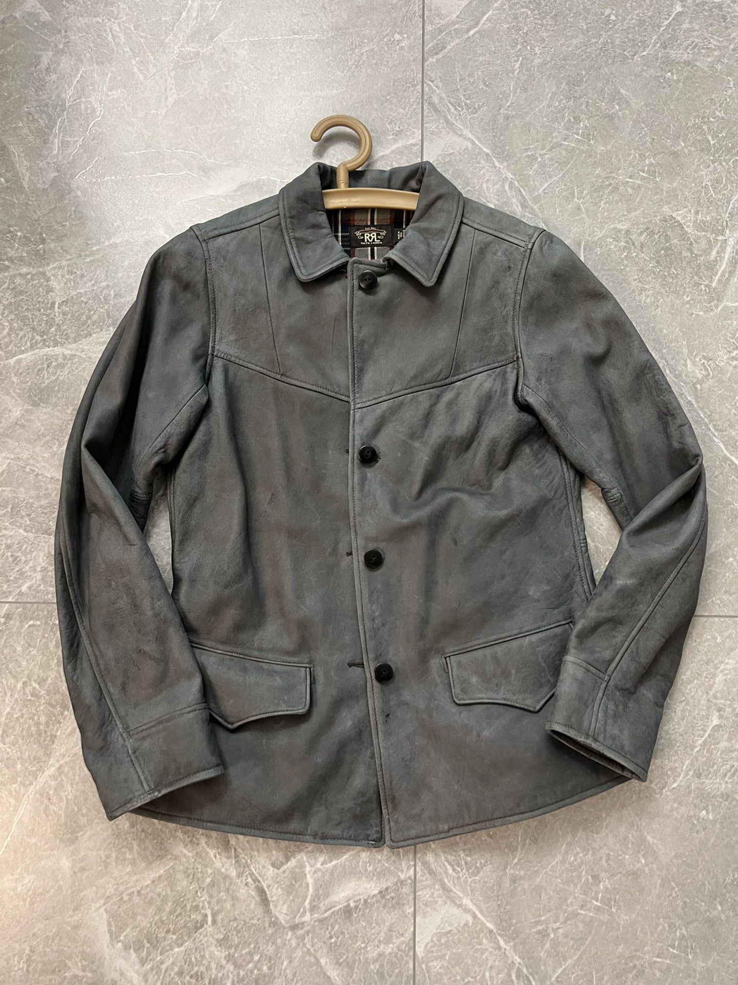RRL Ralph Lauren RRL Women’s Blue Dyed Leather Jacket Size S / US 4 / IT 40 - 2 Thumbnail