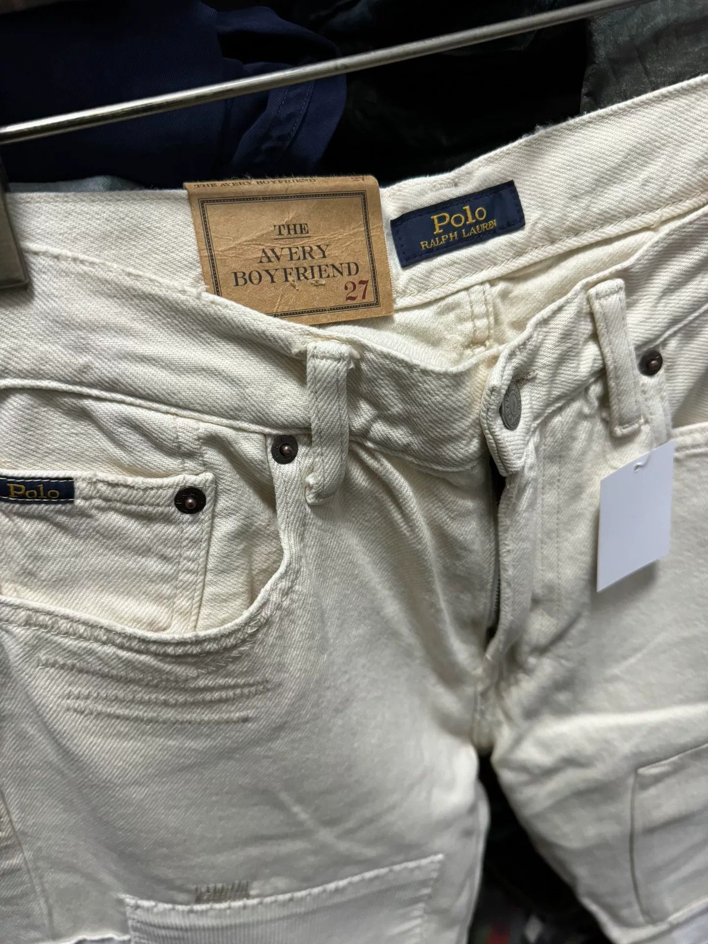 RRL Ralph Lauren distressed beige boyfit jeans by ralph lauren Size 27" / US 4 / IT 40 - 2 Thumbnail