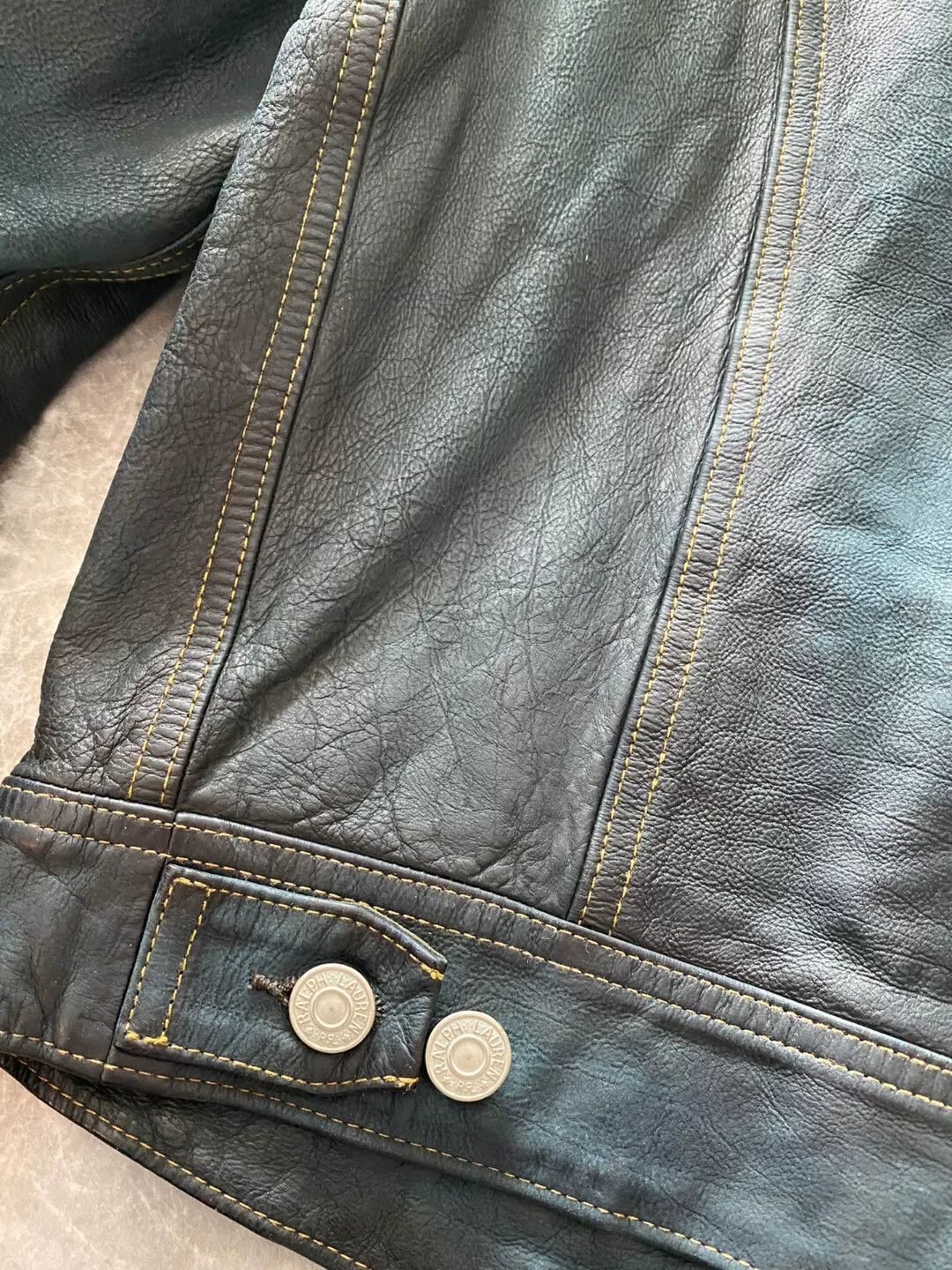 RRL Ralph Lauren women's blue dye leather jacket Size XS / US 0-2 / IT 36-38 - 5 Thumbnail