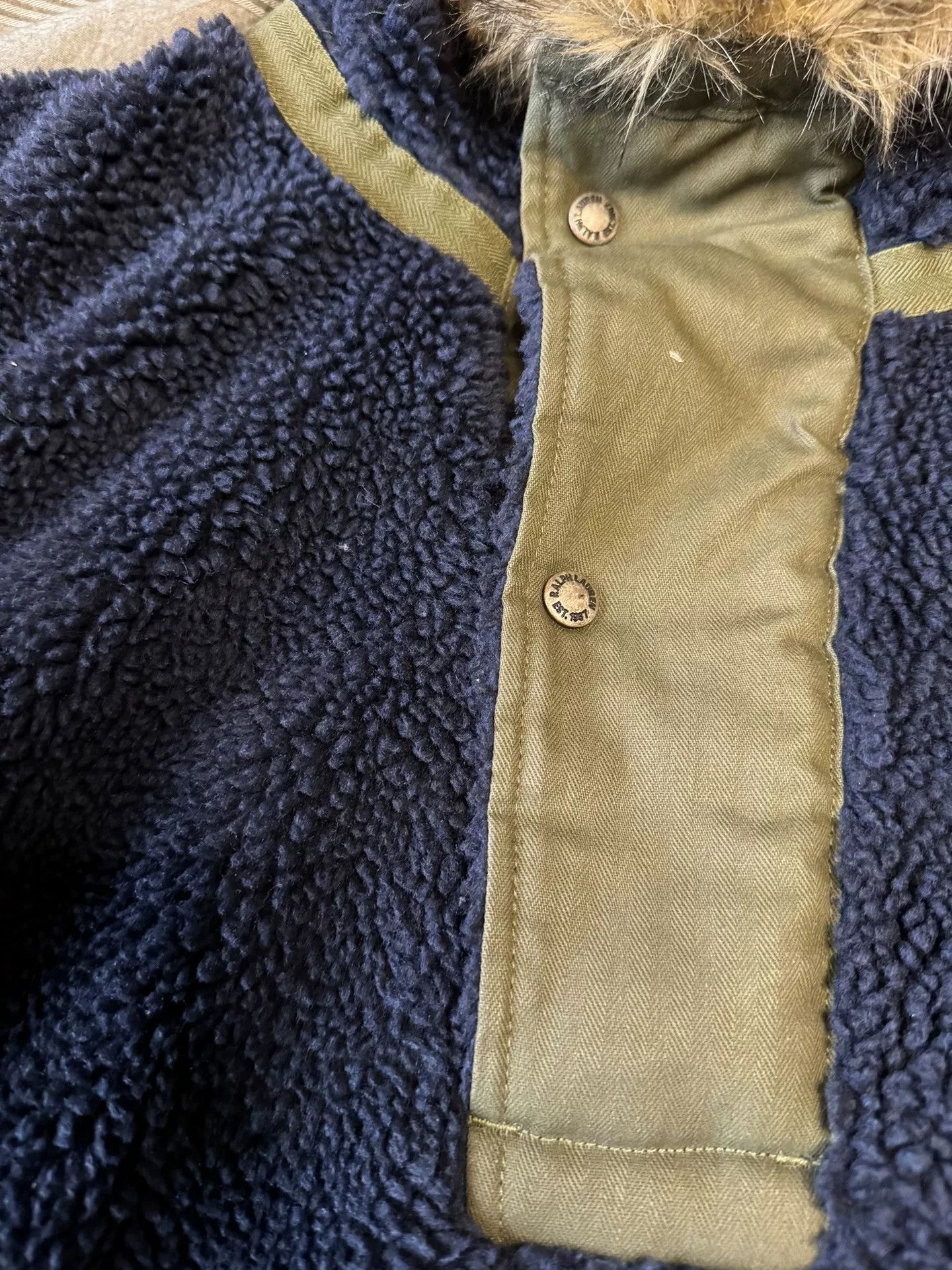 RRL Ralph Lauren cozy navy fleece pullover with hood Size US M / EU 48-50 / 2 - 2 Thumbnail
