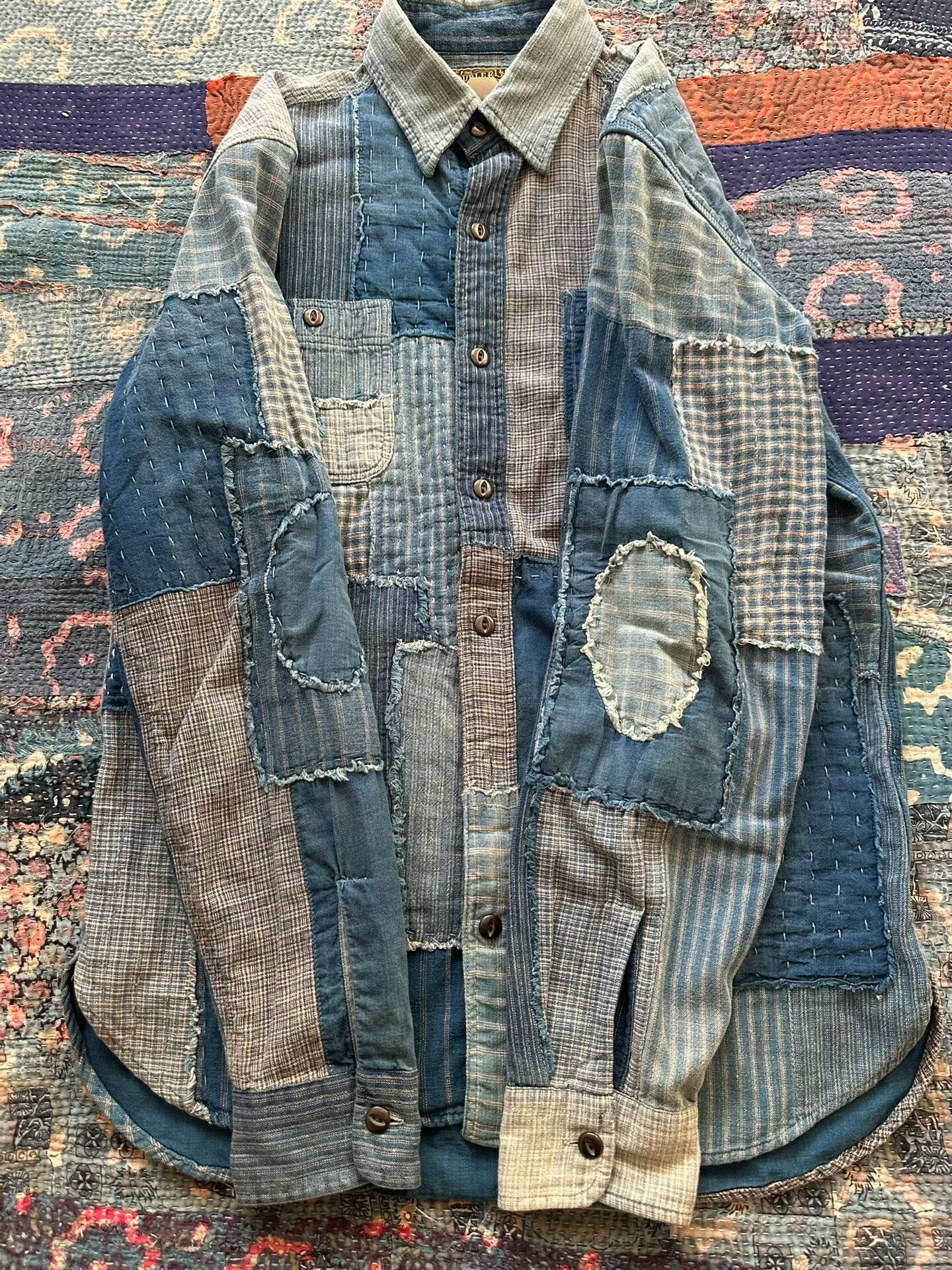 RRL Ralph Lauren rrl blue dye patchwork shirt S size Size US S / EU 44-46 / 1 - 4 Thumbnail