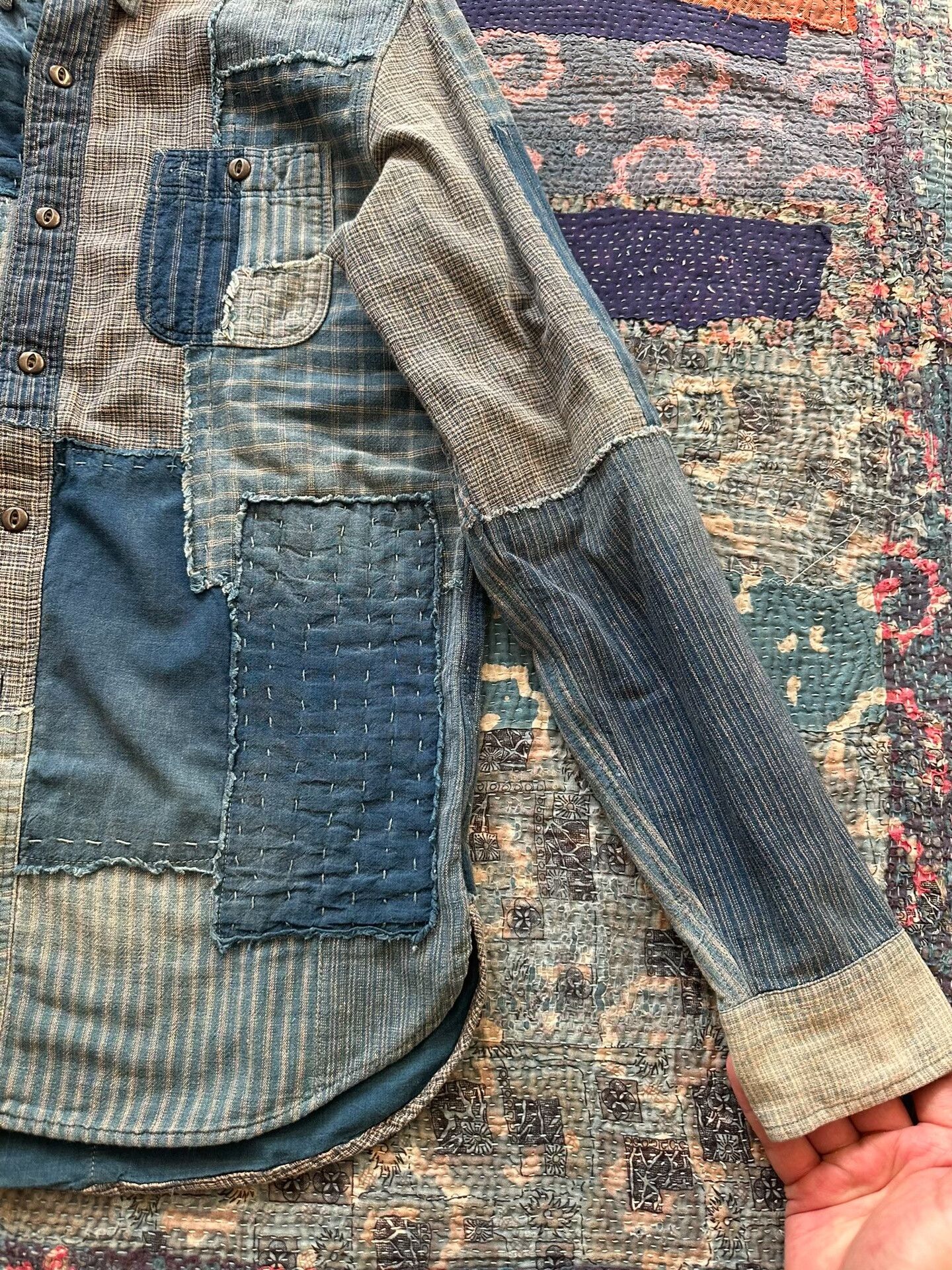 RRL Ralph Lauren rrl blue dye patchwork shirt S size Size US S / EU 44-46 / 1 - 6 Thumbnail