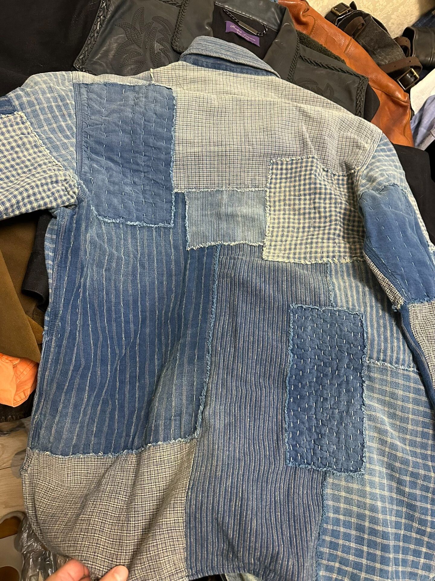 RRL Ralph Lauren rrl patchwork blue dye shirt Size US XL / EU 56 / 4 - 2 Thumbnail