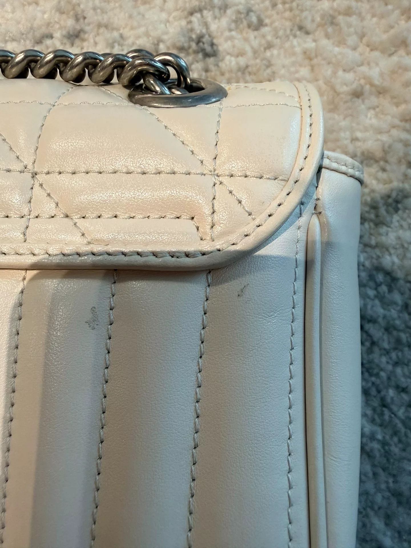 Gucci gucci marmont white chain bag with silver gg Size ONE SIZE - 6 Thumbnail