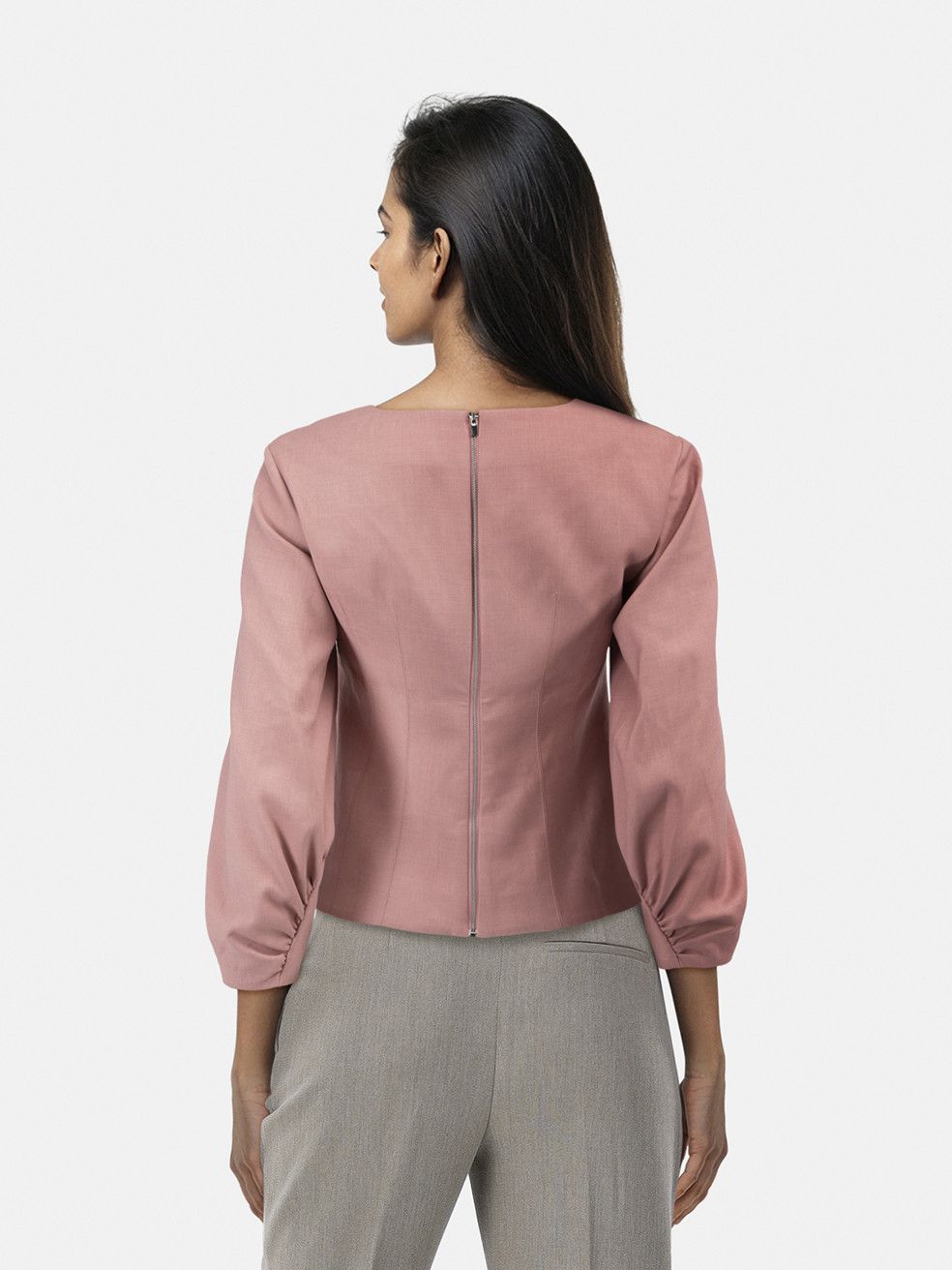 Tibi Pink V-Neck Long Sleeve Blouse Size XS / US 0-2 / IT 36-38 - 2 Thumbnail