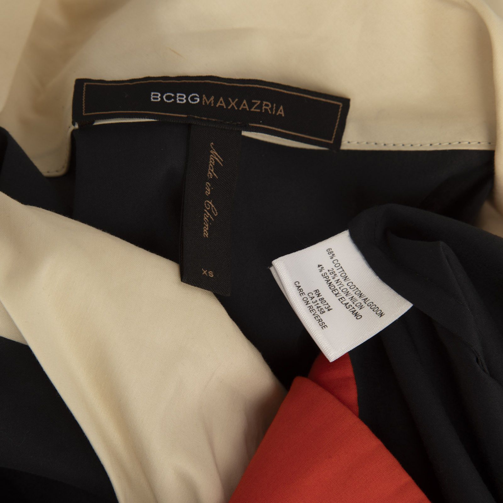 Bcbgmaxazria Tri Colour Short Sleeve Blouse Size XS / US 0-2 / IT 36-38 - 4 Thumbnail