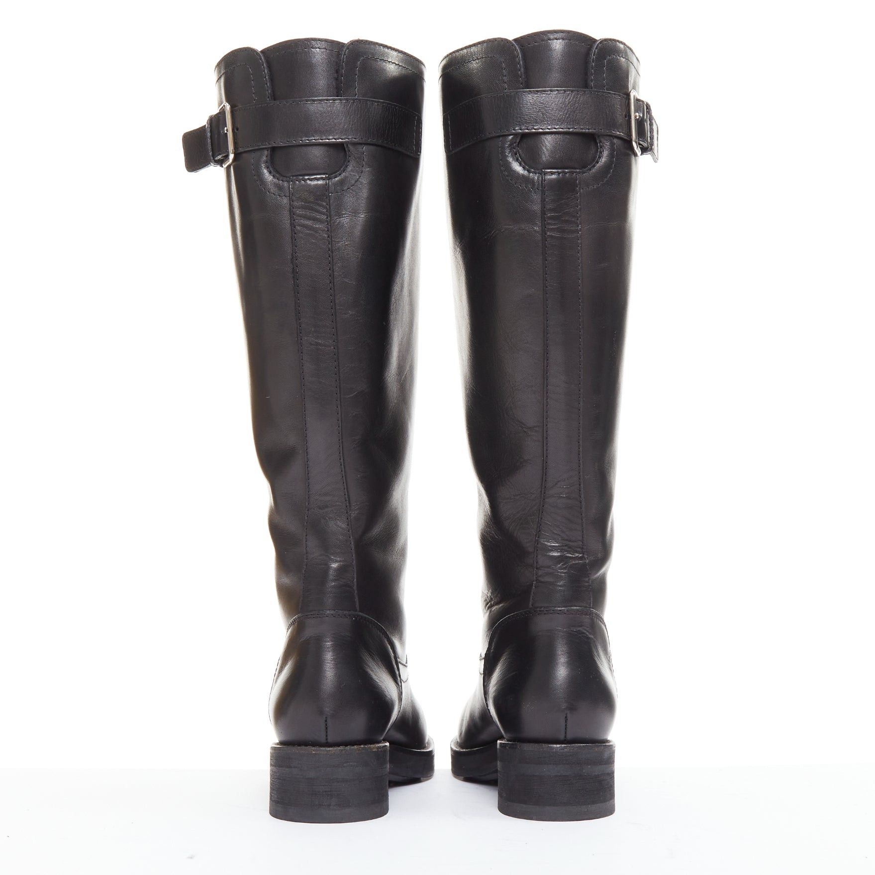 Marni MARNI black leather silver buckle side round toe knee high boots EU37.5 Size US 7.5 / IT 37.5 - 6 Thumbnail