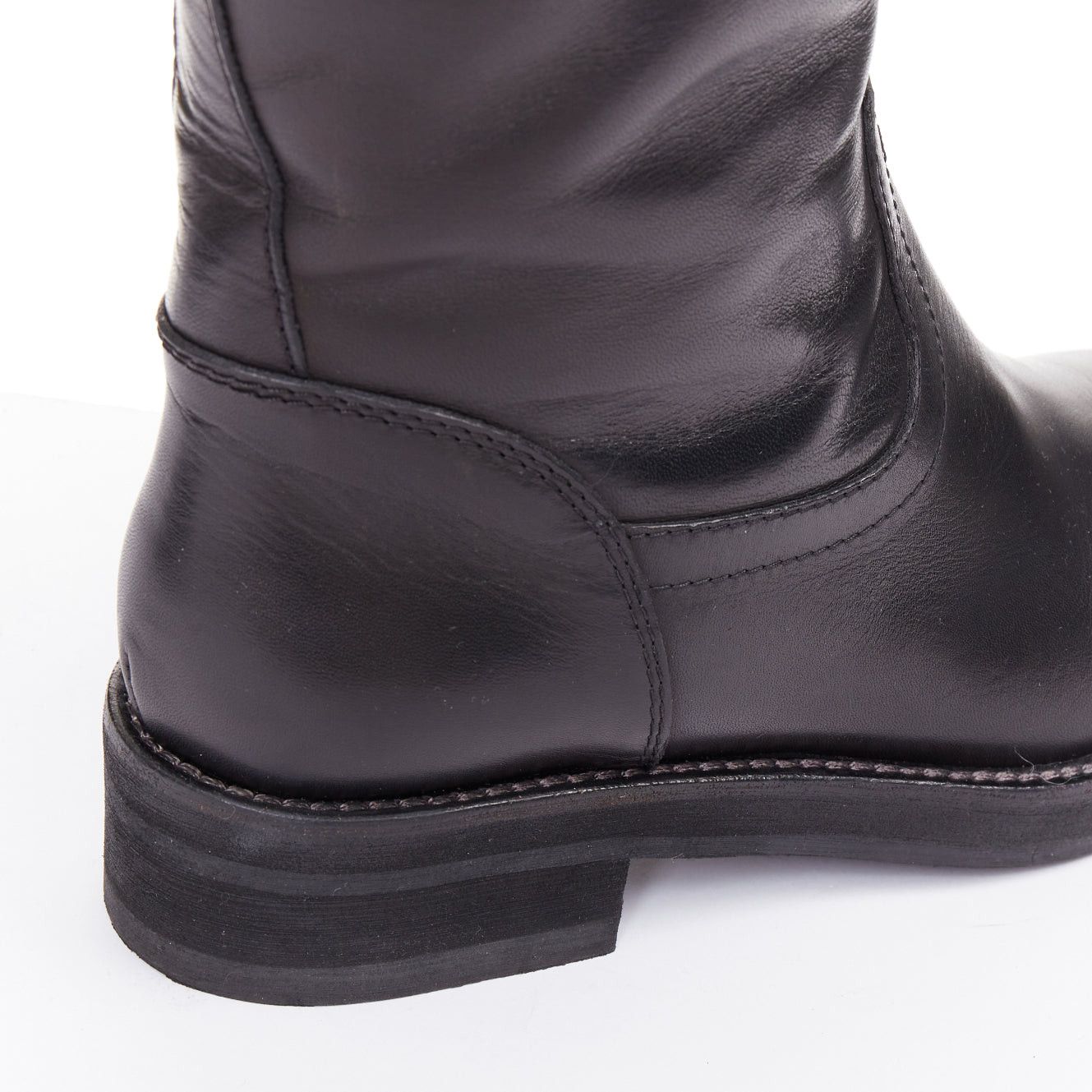 Marni MARNI black leather silver buckle side round toe knee high boots EU37.5 Size US 7.5 / IT 37.5 - 8 Thumbnail