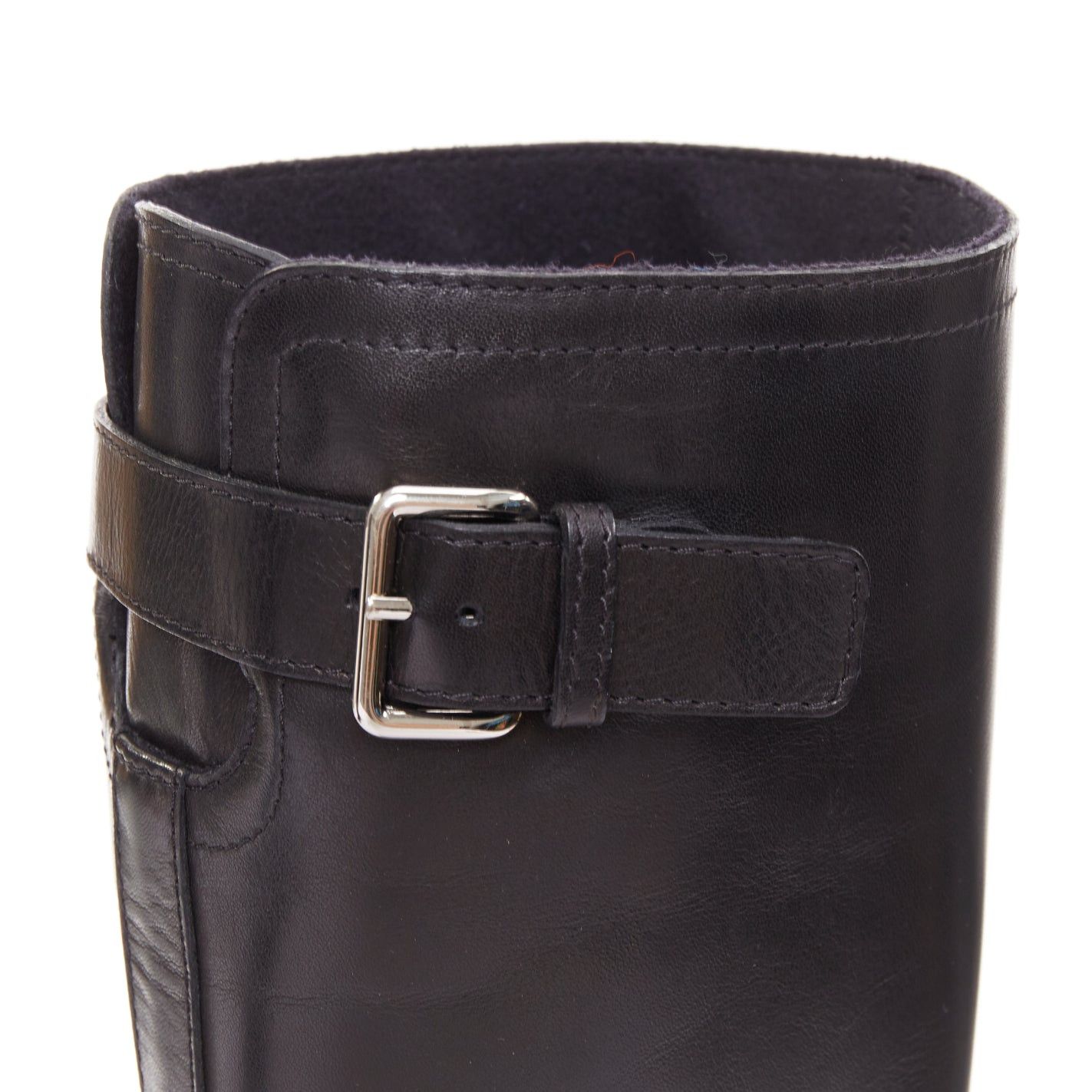 Marni MARNI black leather silver buckle side round toe knee high boots EU37.5 Size US 7.5 / IT 37.5 - 2 Thumbnail