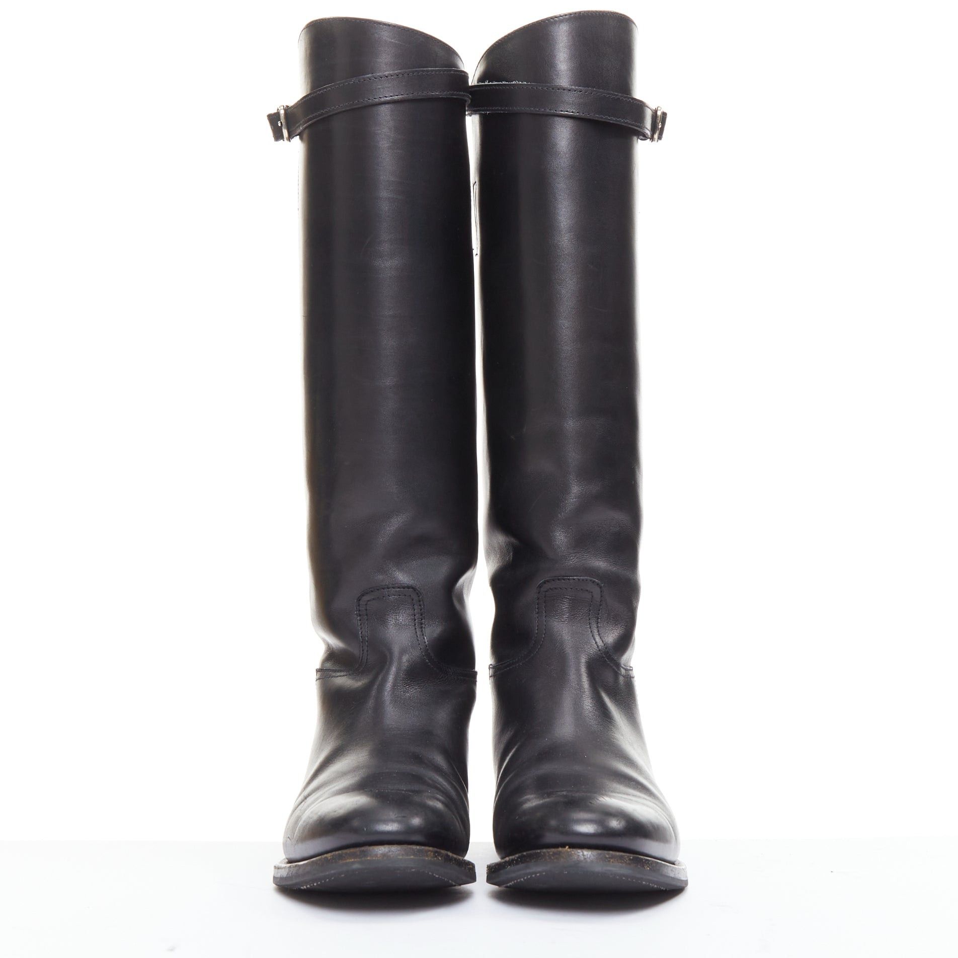 Church's CHURCH'S Michelle G. black leather silver buckle tall riding boots EU37 Size US 7 / IT 37 - 4 Thumbnail