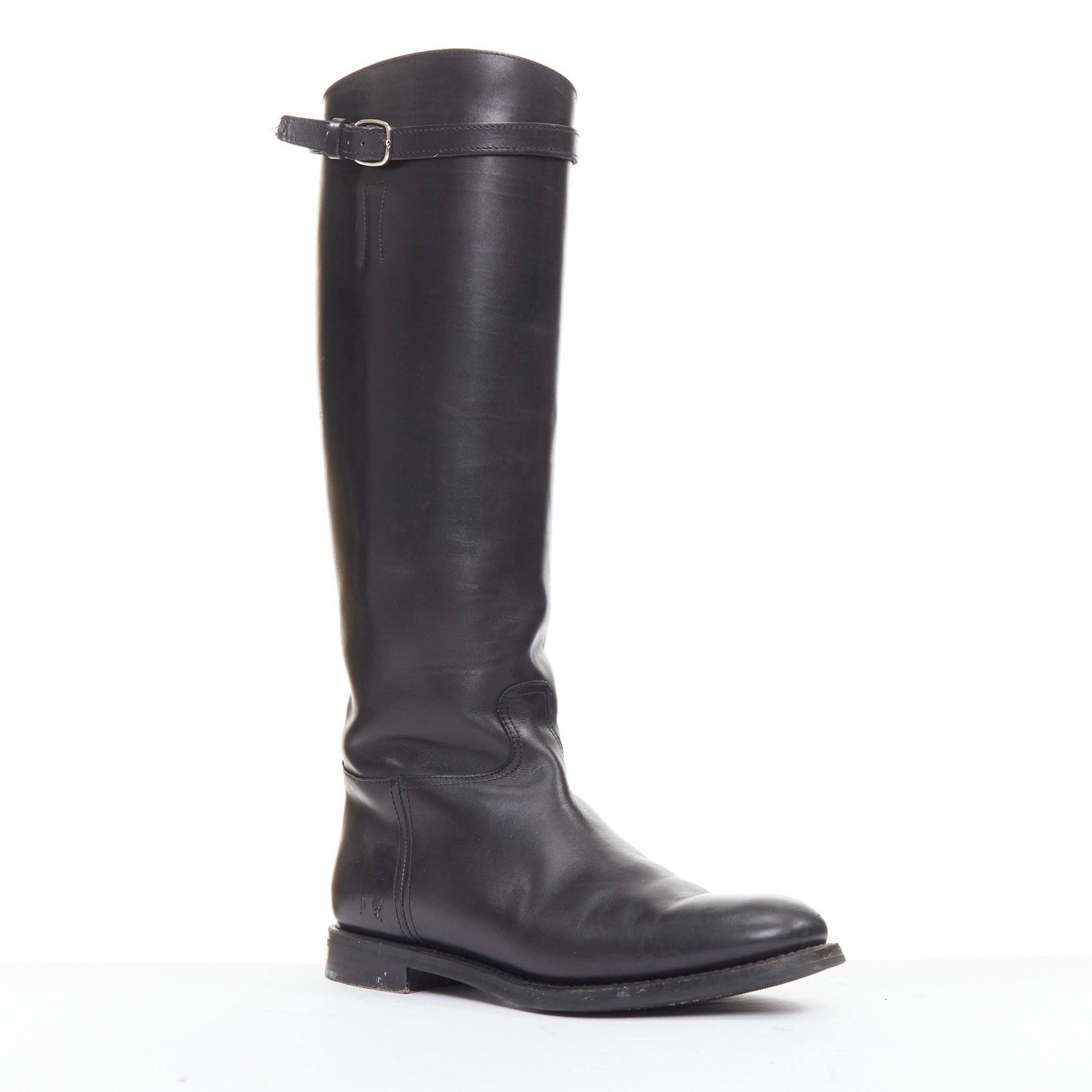 Church's CHURCH'S Michelle G. black leather silver buckle tall riding boots EU37 Size US 7 / IT 37 - 3 Thumbnail