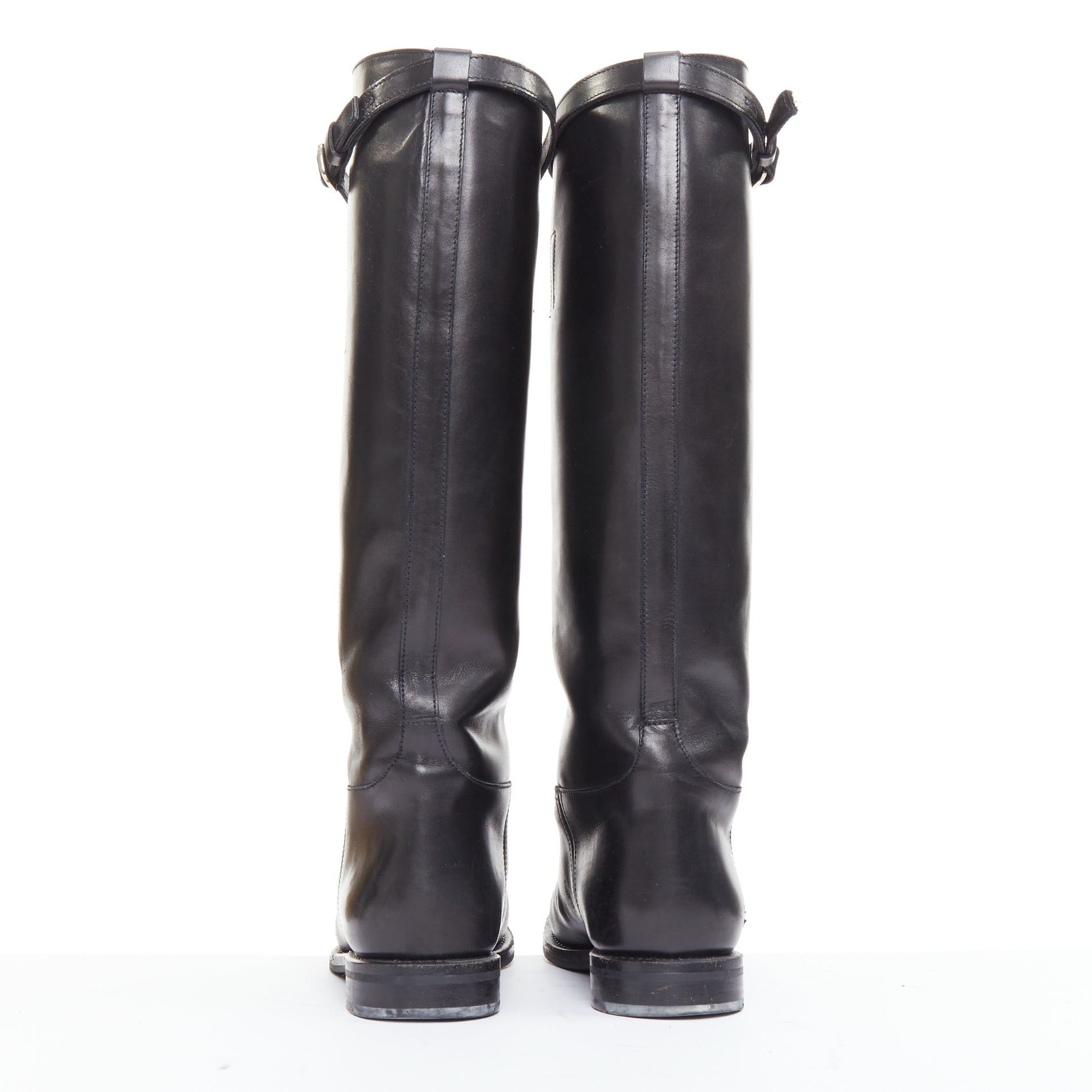 Church's CHURCH'S Michelle G. black leather silver buckle tall riding boots EU37 Size US 7 / IT 37 - 6 Thumbnail
