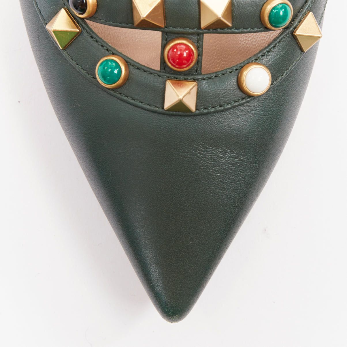 Valentino VALENTINO Rolling Rockstud green multicolor gold stud caged ballerina flats EU38 Size US 8 / IT 38 - 6 Thumbnail