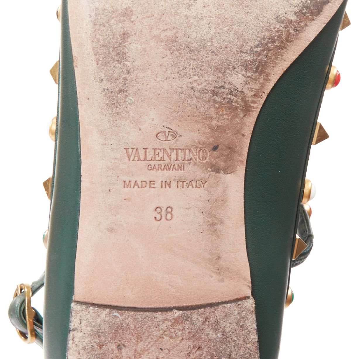Valentino VALENTINO Rolling Rockstud green multicolor gold stud caged ballerina flats EU38 Size US 8 / IT 38 - 10 Thumbnail