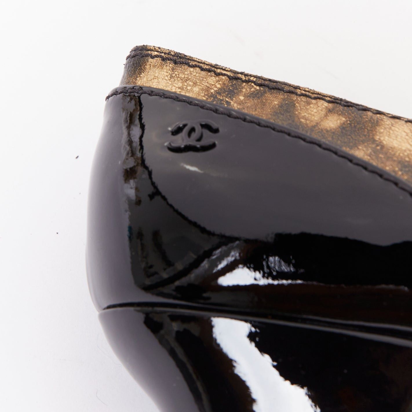 Chanel CHANEL 2018 Runway Forest Fairies black gold pointed square toe CC derby oxford EU38.5 Size US 8.5 / IT 38.5 - 8 Thumbnail