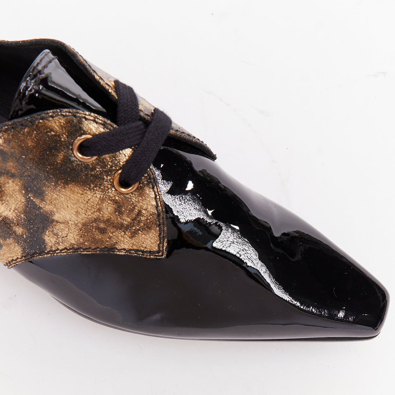 Chanel CHANEL 2018 Runway Forest Fairies black gold pointed square toe CC derby oxford EU38.5 Size US 8.5 / IT 38.5 - 7 Thumbnail