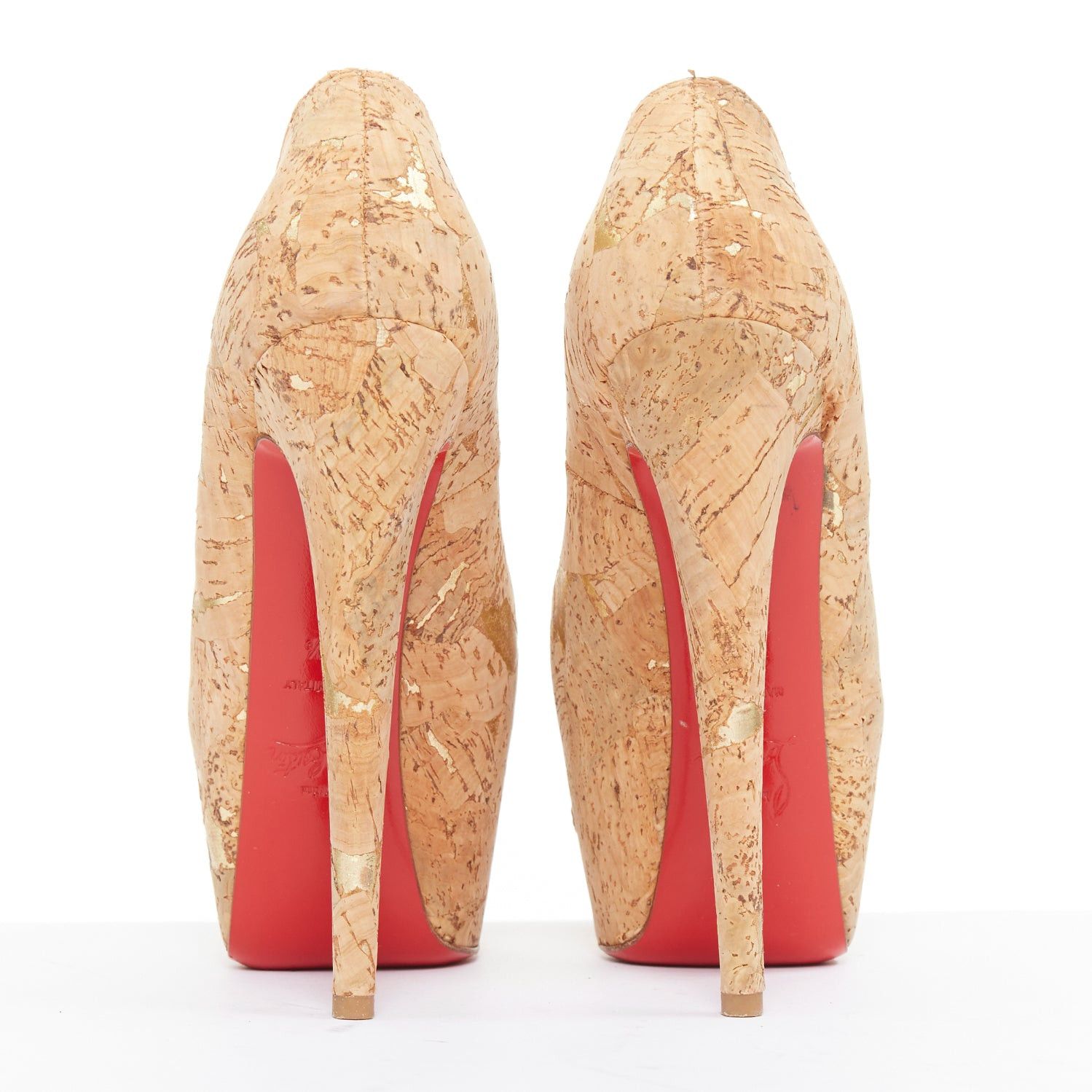 Christian Louboutin CHRISTIAN LOUBOUTIN Highness 160 natural brown gold cork peep toe platform heels EU36.5 Size US 6.5 / IT 36.5 - 5 Thumbnail