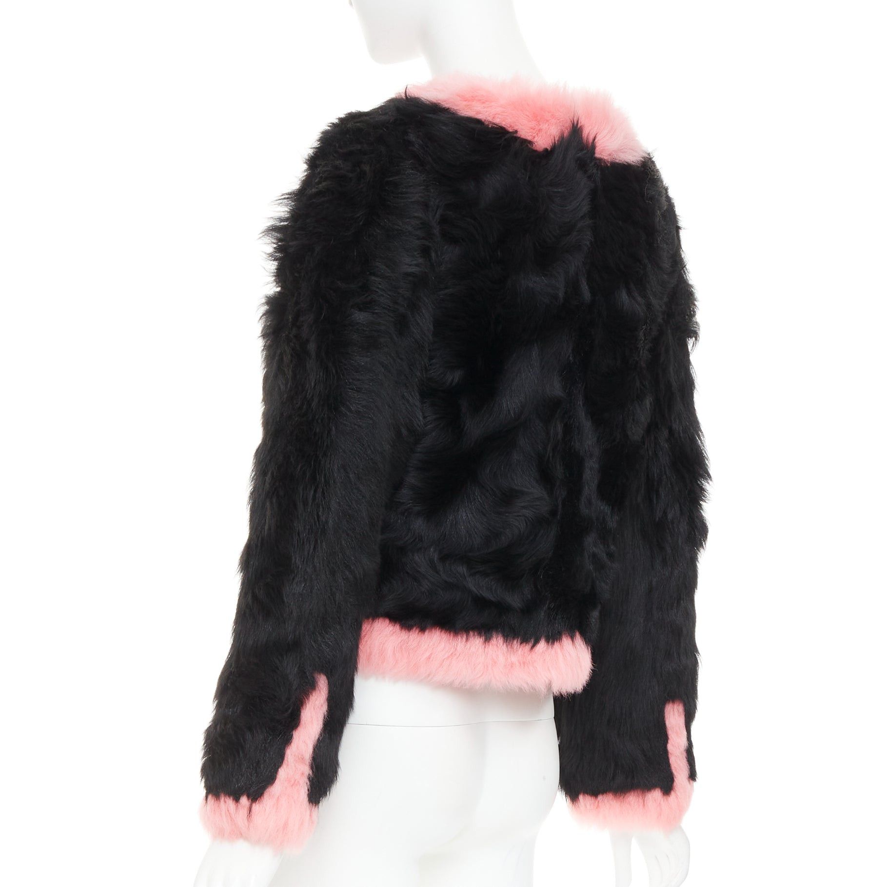 Chanel rare CHANEL 21K black pink shearling fur CC crystal buttons 4 pocket jacket FR36 S Size S / US 4 / IT 40 - 7 Thumbnail