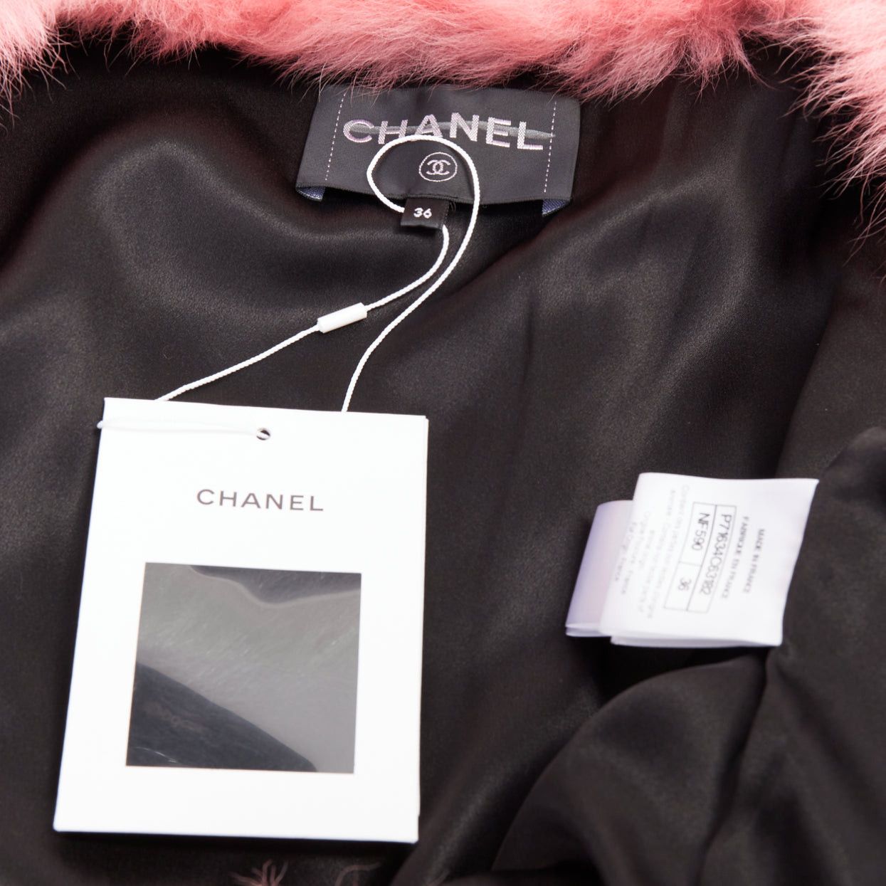 Chanel rare CHANEL 21K black pink shearling fur CC crystal buttons 4 pocket jacket FR36 S Size S / US 4 / IT 40 - 9 Thumbnail