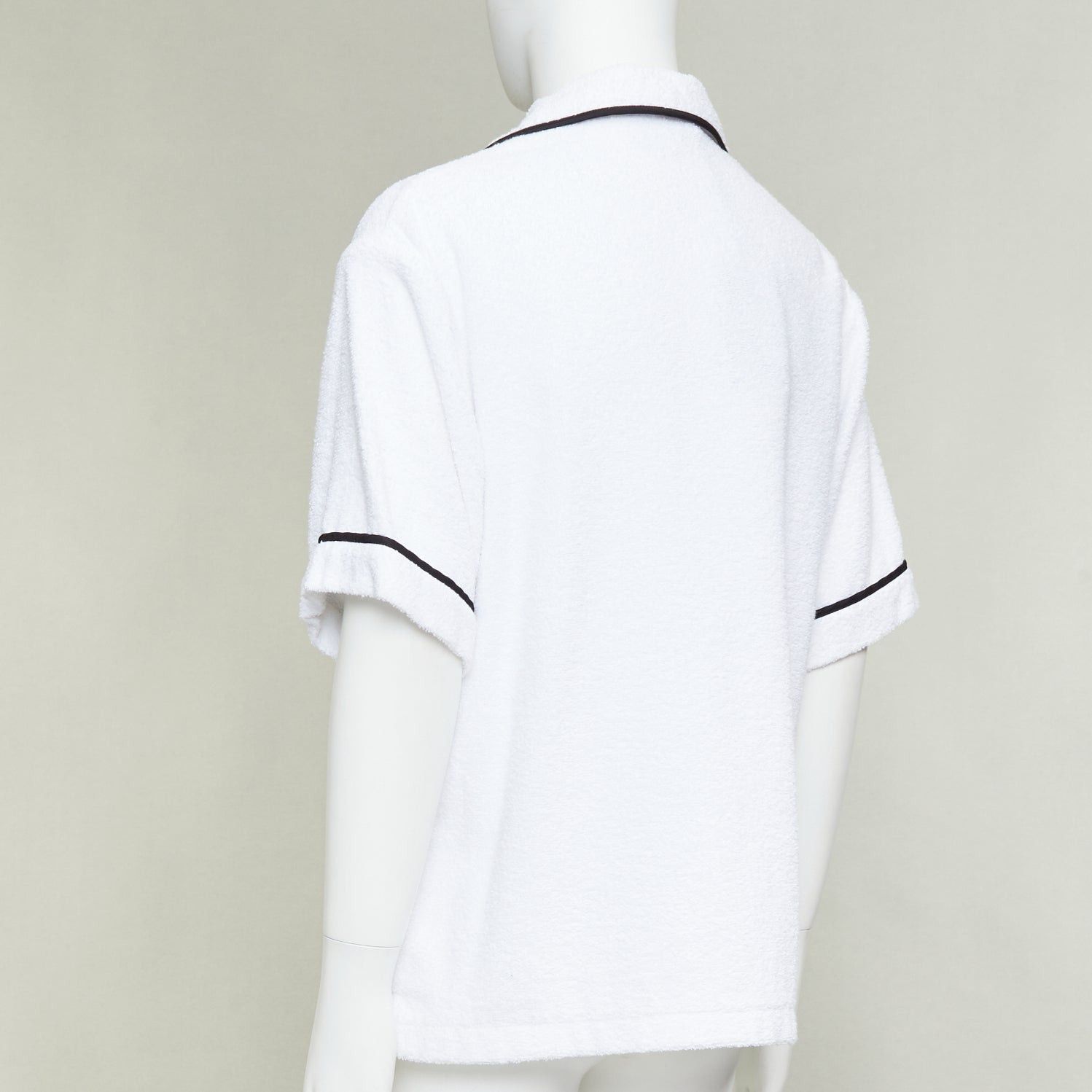 Prada PRADA 2021 white terry towelling black triangle logo plaque bowling shirt L Size US L / EU 52-54 / 3 - 6 Thumbnail