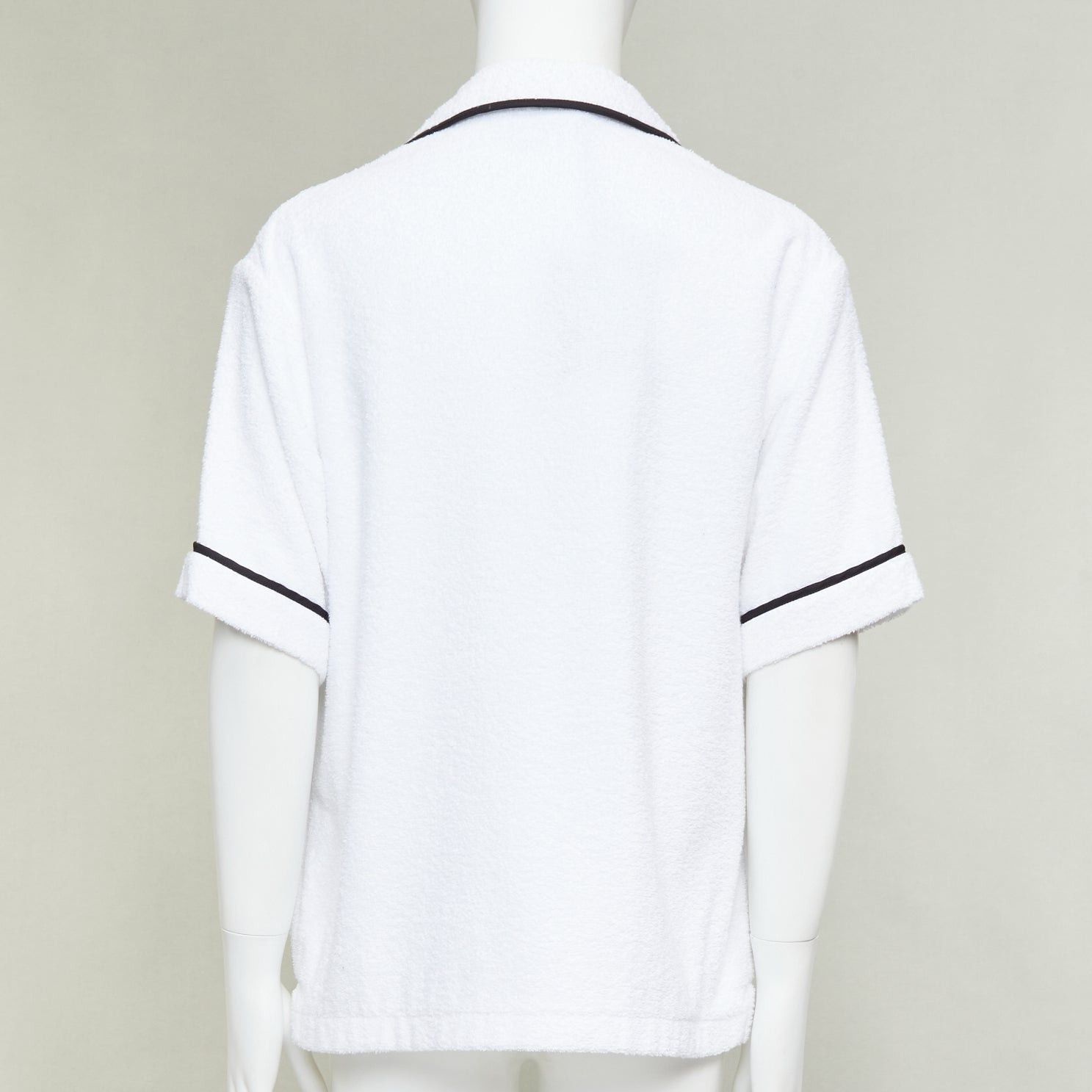 Prada PRADA 2021 white terry towelling black triangle logo plaque bowling shirt L Size US L / EU 52-54 / 3 - 5 Thumbnail