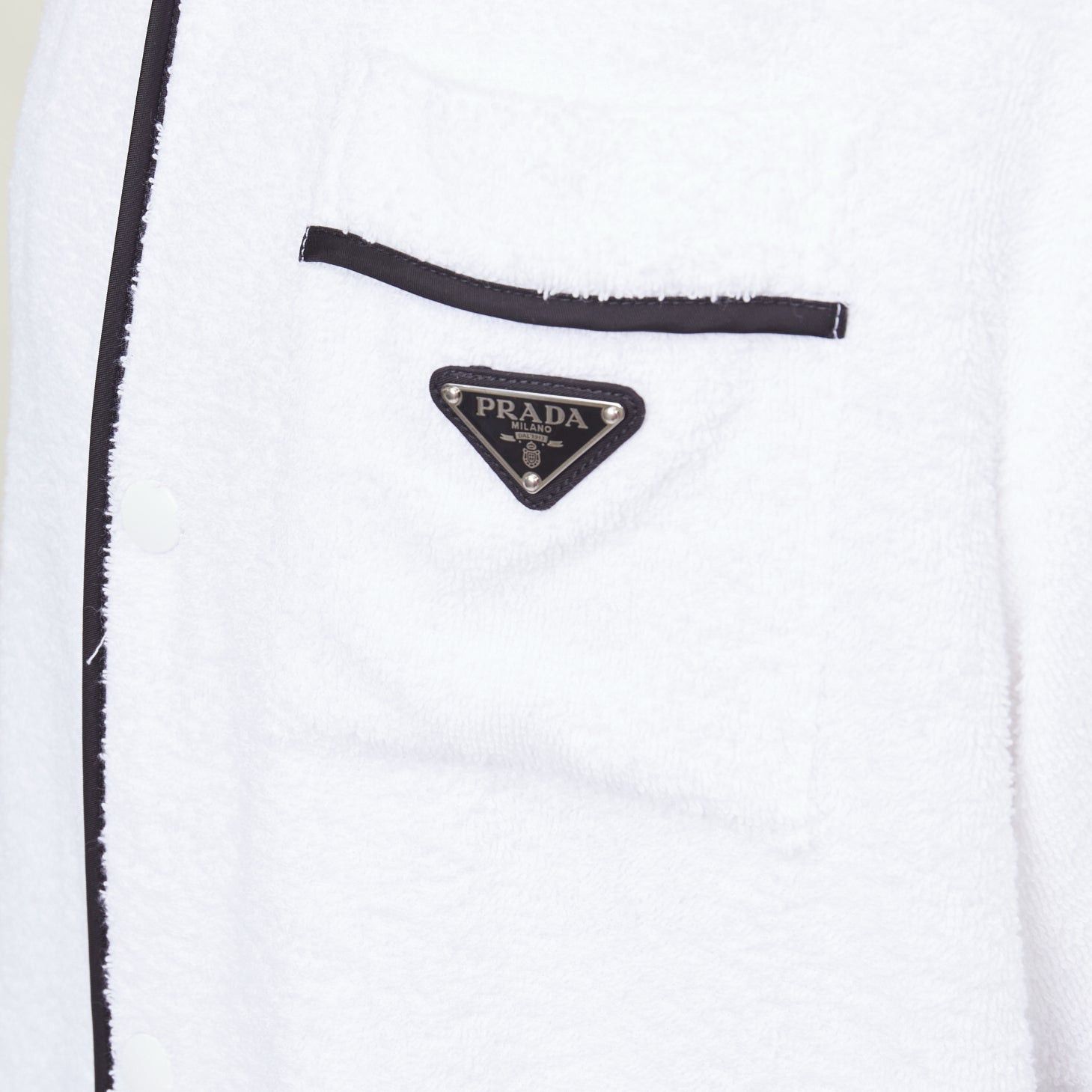 Prada PRADA 2021 white terry towelling black triangle logo plaque bowling shirt L Size US L / EU 52-54 / 3 - 2 Thumbnail