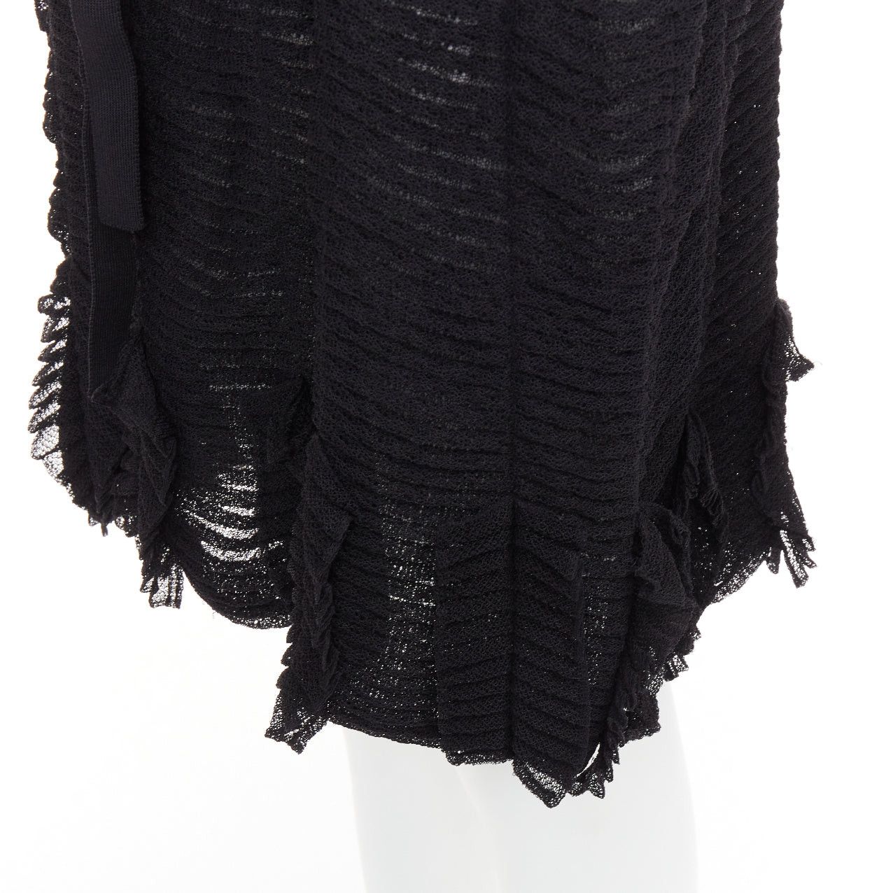 Dior CHRISTIAN DIOR Galliano 2003 Vintage Bondage black shredded knit buckle ruffle dress FR38 M Size M / US 6-8 / IT 42-44 - 8 Thumbnail