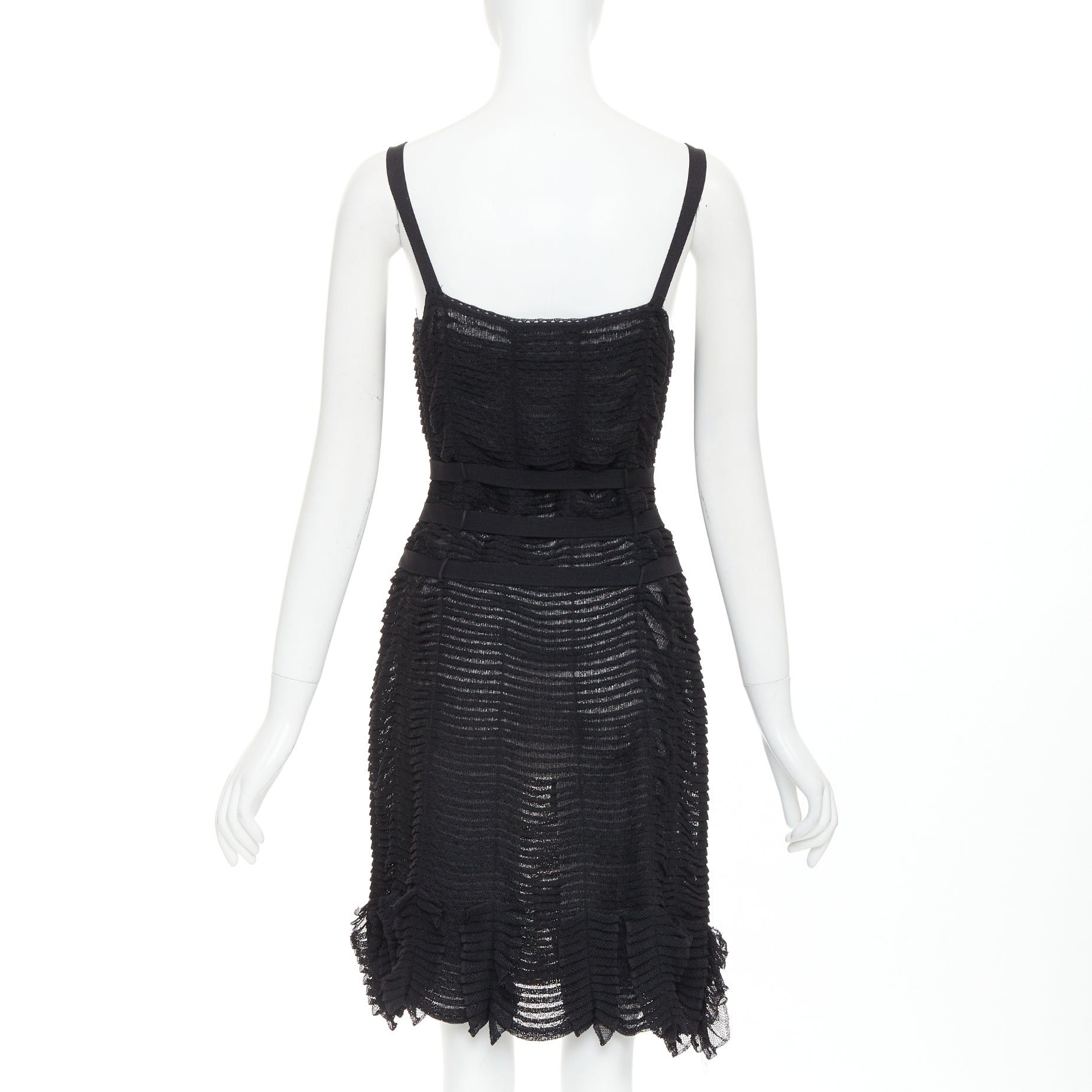 Dior CHRISTIAN DIOR Galliano 2003 Vintage Bondage black shredded knit buckle ruffle dress FR38 M Size M / US 6-8 / IT 42-44 - 5 Thumbnail