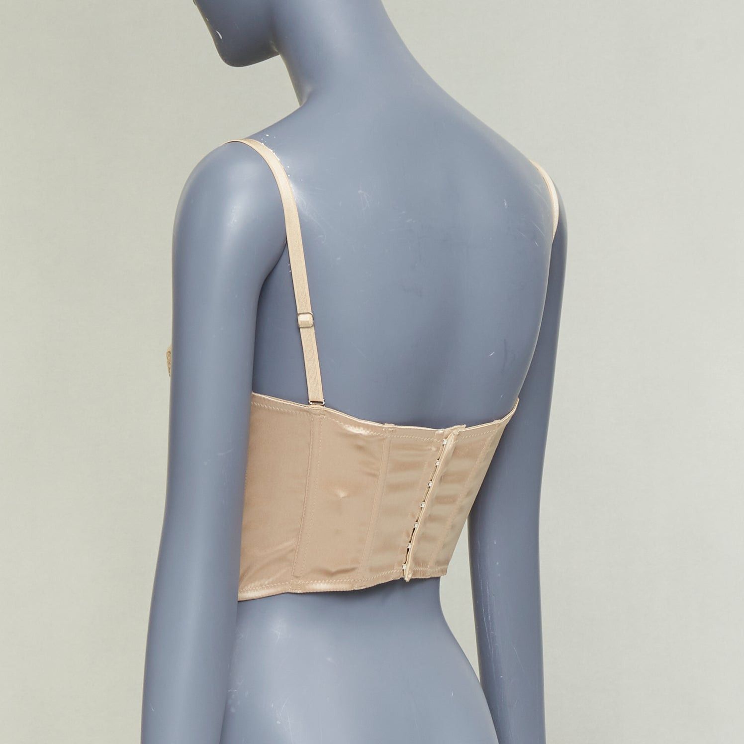 Gucci GUCCI 2022 Runway Aria nude beige GG monogram net lace corset bustier top S Size S / US 4 / IT 40 - 6 Thumbnail
