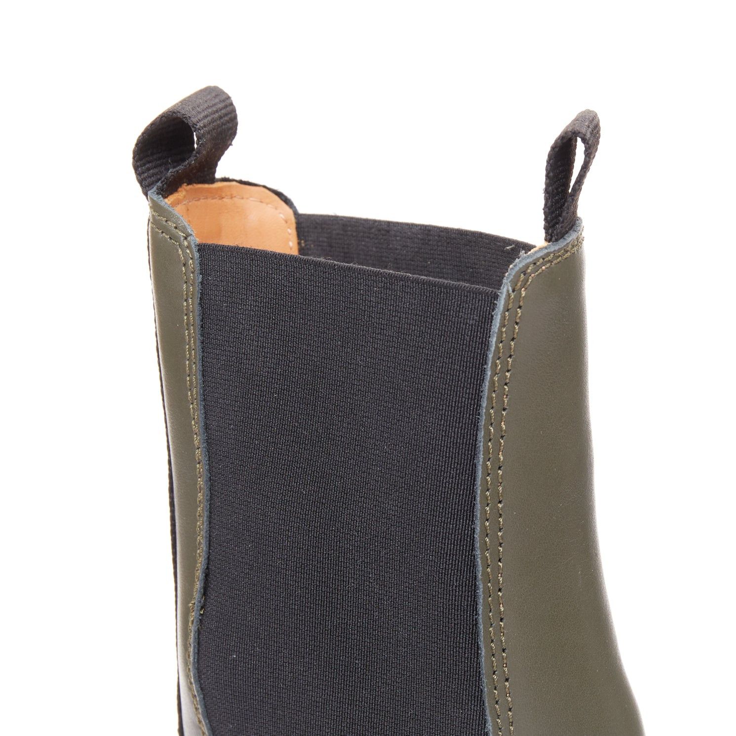 Ganni GANNI Kalamata army green leather black rubber elastic gusset tall chelsea boots EU39 Size US 9 / IT 39 - 8 Thumbnail